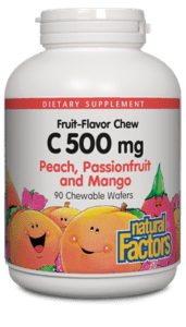 Vitamin C 500mg Chewable Tablets - Natural Fruit Flavor - Immune System Support - Daily Supplement for Adults & Kids - Perfect for Travel, Work & School