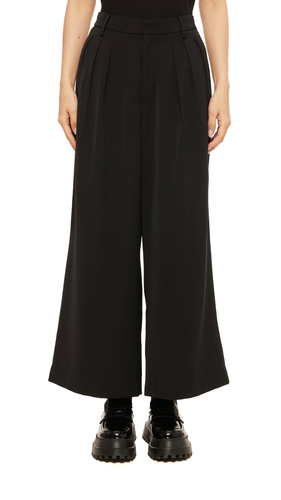 Stylish High-Waisted Wide Leg Pants with Pockets - Comfortable & Flowy Women's Trousers for Work, Casual Outfits, and Travel