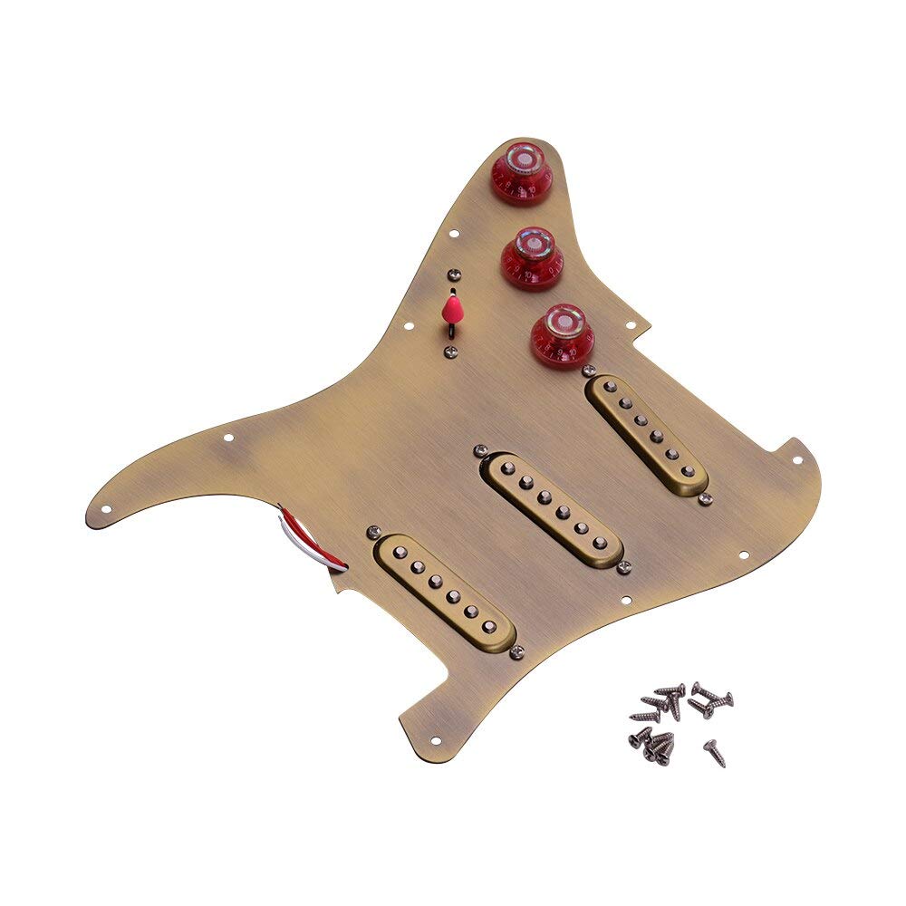 ST Electric Guitar Prewired Metal Pickguard Plate with Pickups - Complete Guitar Parts Set for Easy Installation | Perfect for DIY Guitar Upgrades & Repairs