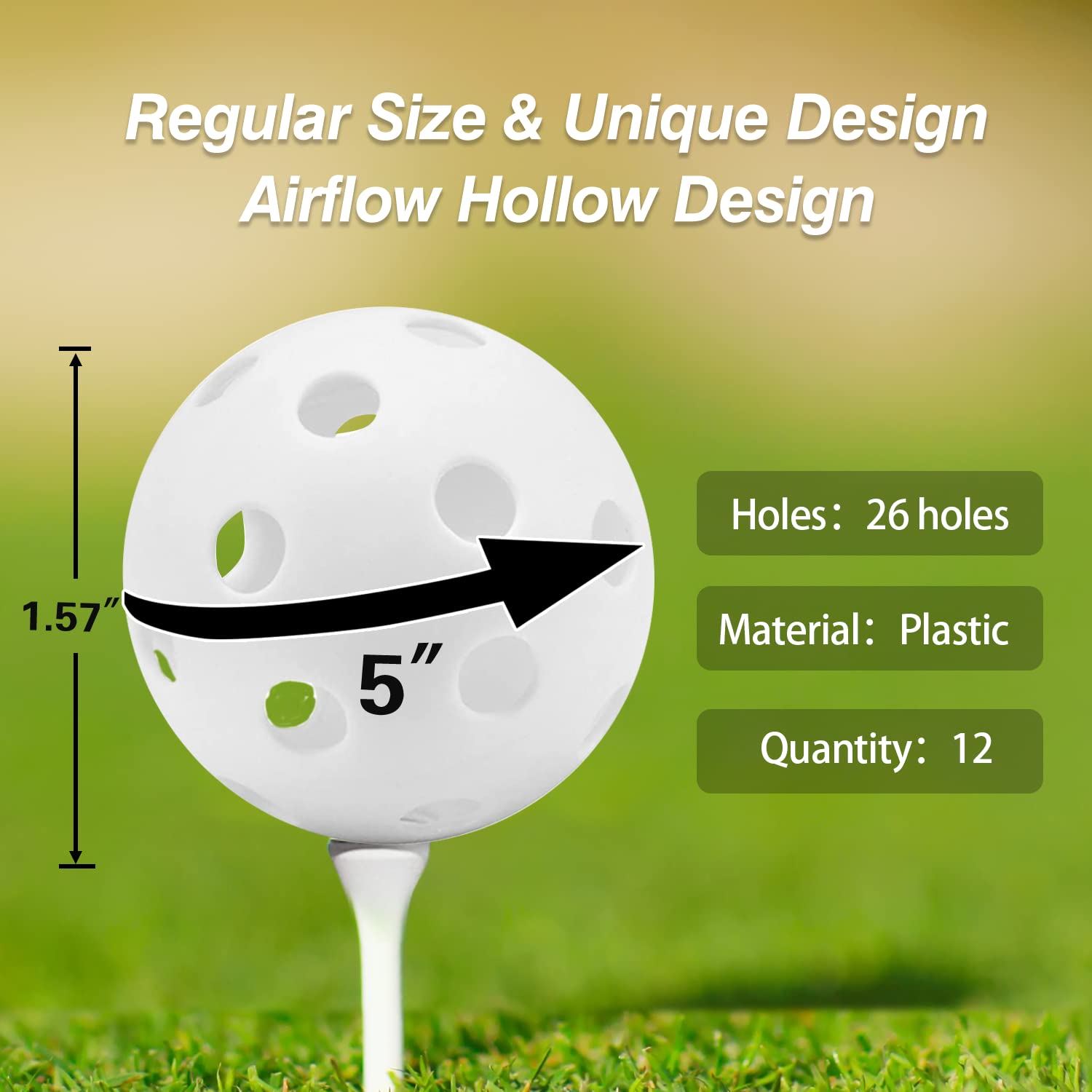 GSE 12-Pack Practice Golf Balls - 40mm Limited Flight Plastic Soft Training Balls for Swing Practice (Multi-Color) | Perfect for Backyard, Driving Range & Indoor Golf Training