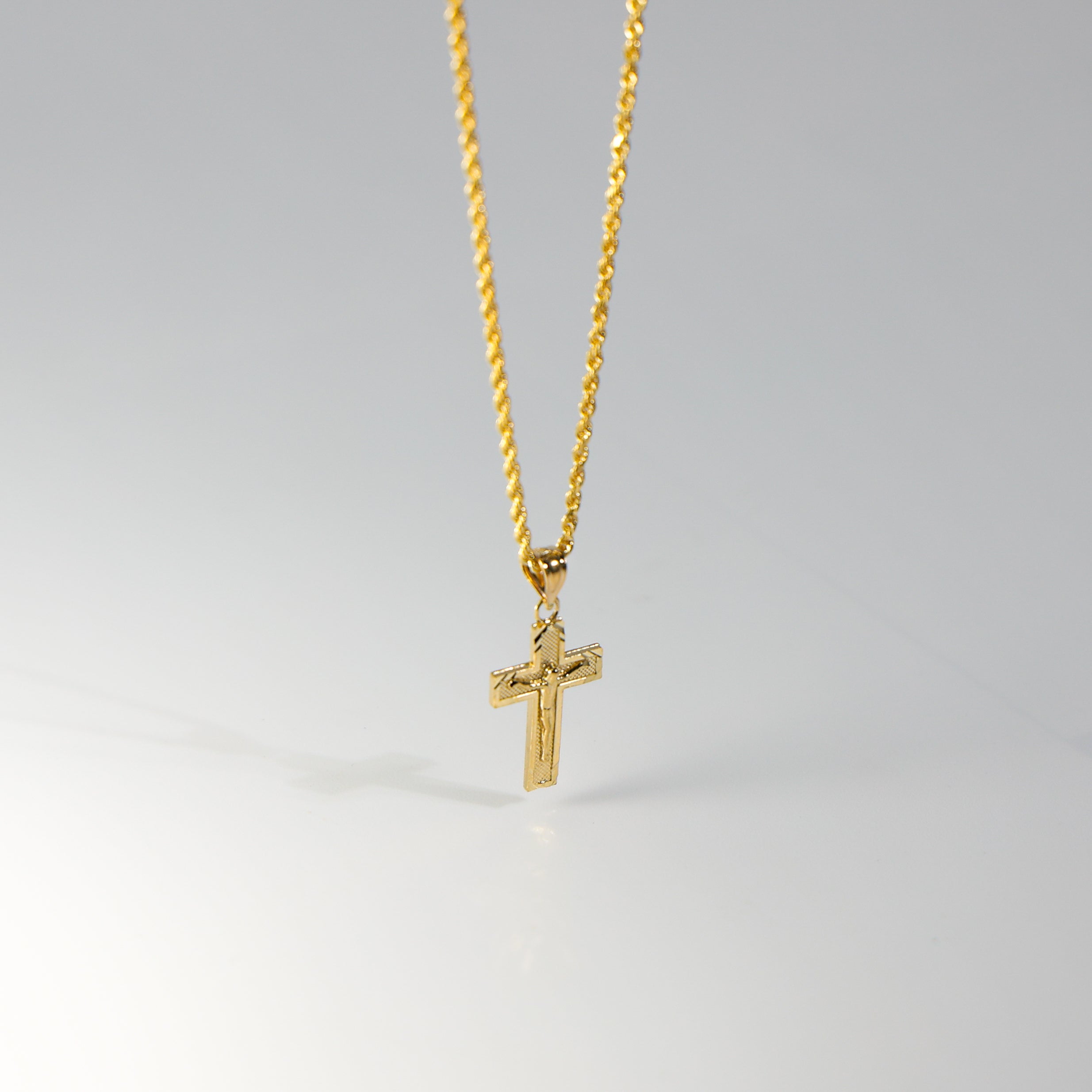 14K Gold Medium Crucifix Cross Pendant with Diamond Cut - Elegant Religious Jewelry for Men & Women - Perfect for Gifts, Baptism, Weddings & Everyday Wear