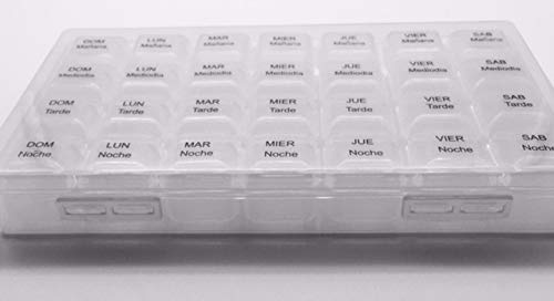 7-Day Large Spanish Pill Organizer Box - Weekly Medication Dispenser with 4 Compartments per Day | Perfect for Travel, Home & Daily Medicine Management