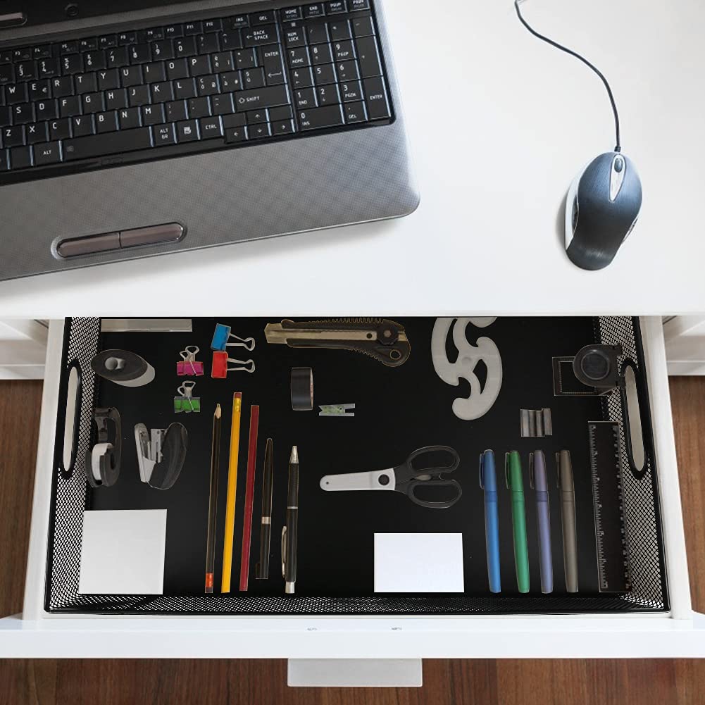 Large Metal Mesh Desk Drawer Organizer Tray - A4 Size (13 x 9 inches) for Office & Home Supplies Storage | Versatile Storage Box Set for Documents, Stationery & Desk Accessories | Perfect for Office, Home & School Organization