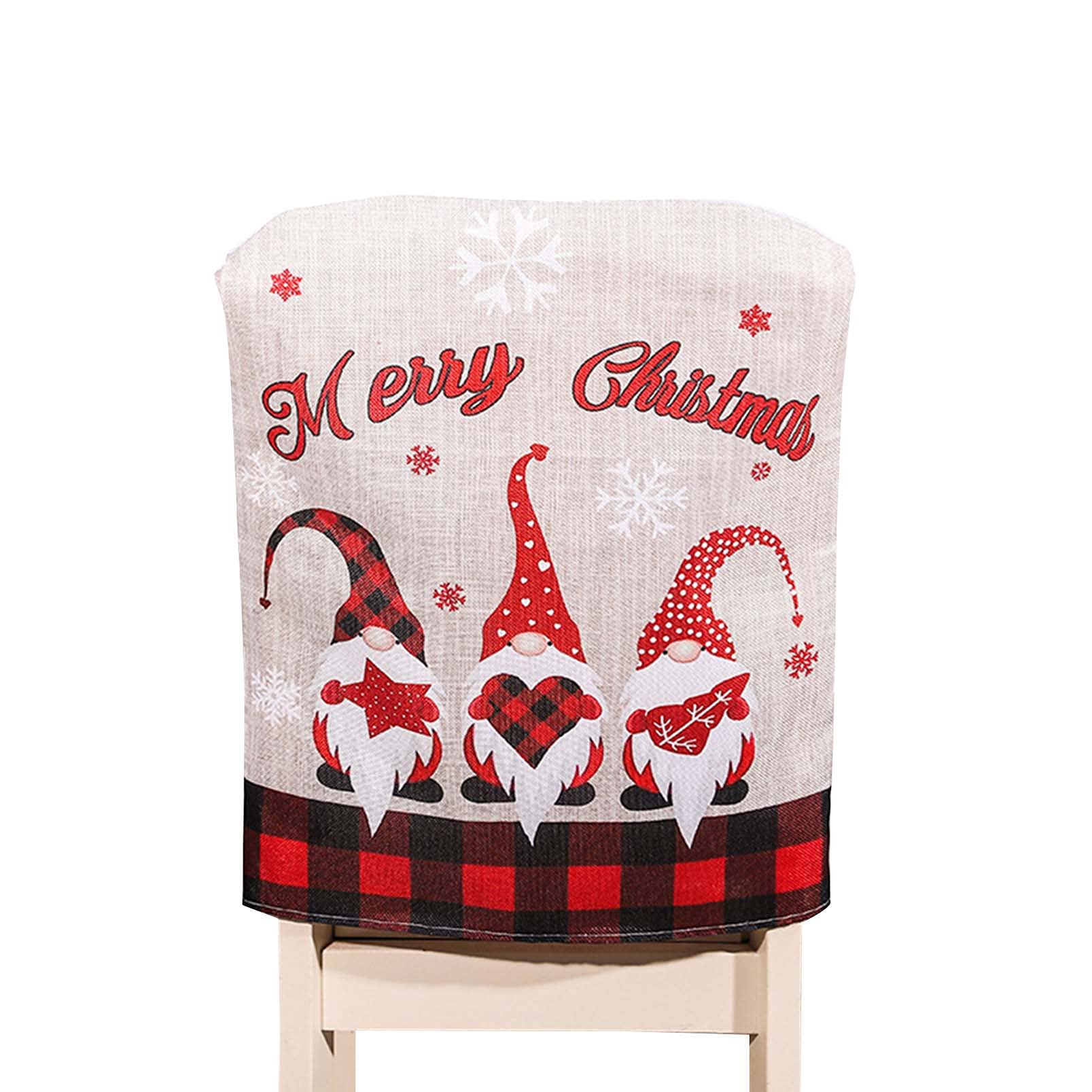 **Eyicmarn Christmas Chair Covers - Cartoon Print Slipcovers, Washable & Removable Dining Chair Dust Protectors (Red & Black, 58x48cm) - Perfect for Holiday Decor, Parties & Home Dining**