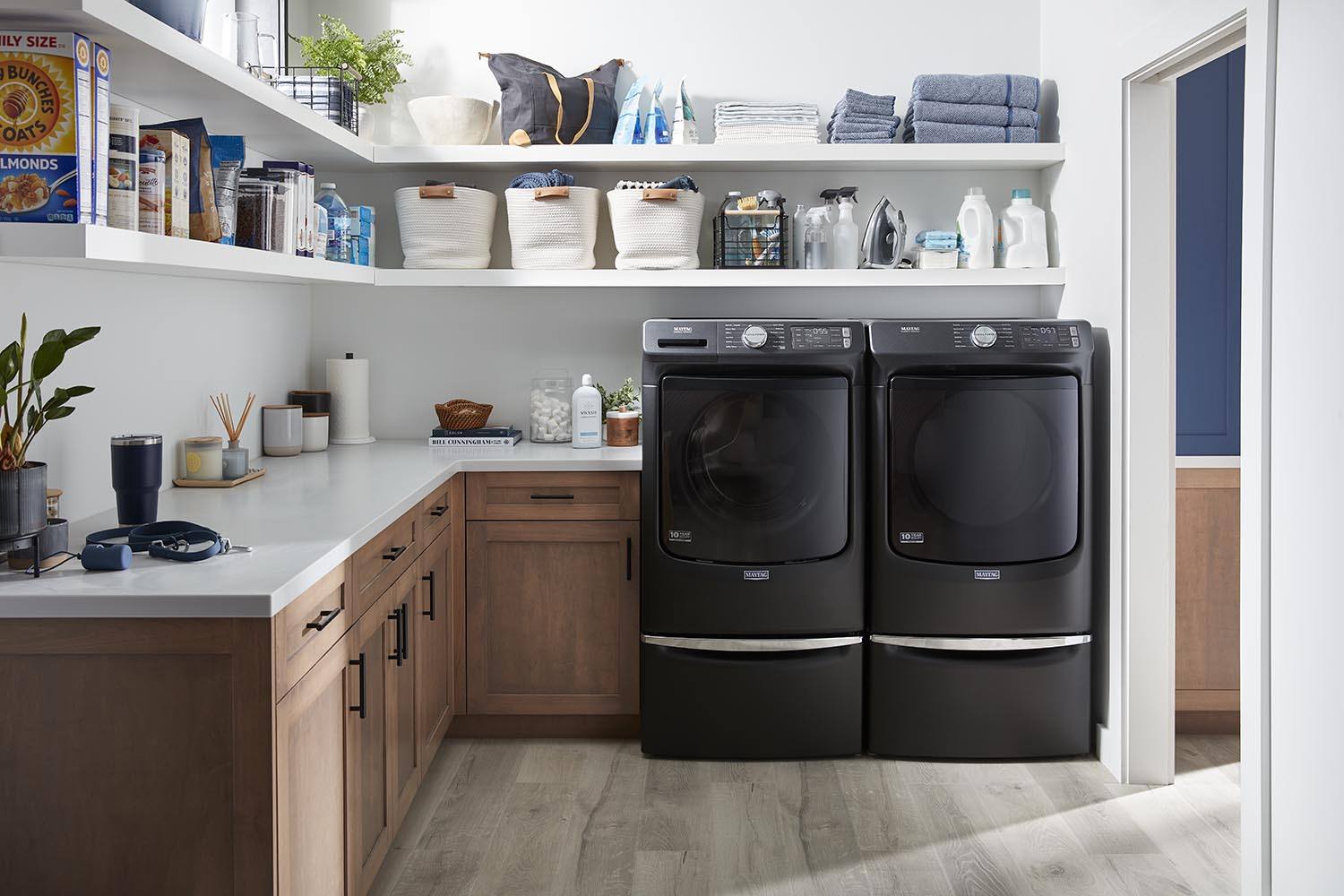 Maytag Volcano Black 5.5 cu.ft. Front Load Washer & 7.3 cu.ft. Electric Dryer Set - MHW6630MBK/YMED6630MBK - Perfect for Large Families & Laundry Rooms