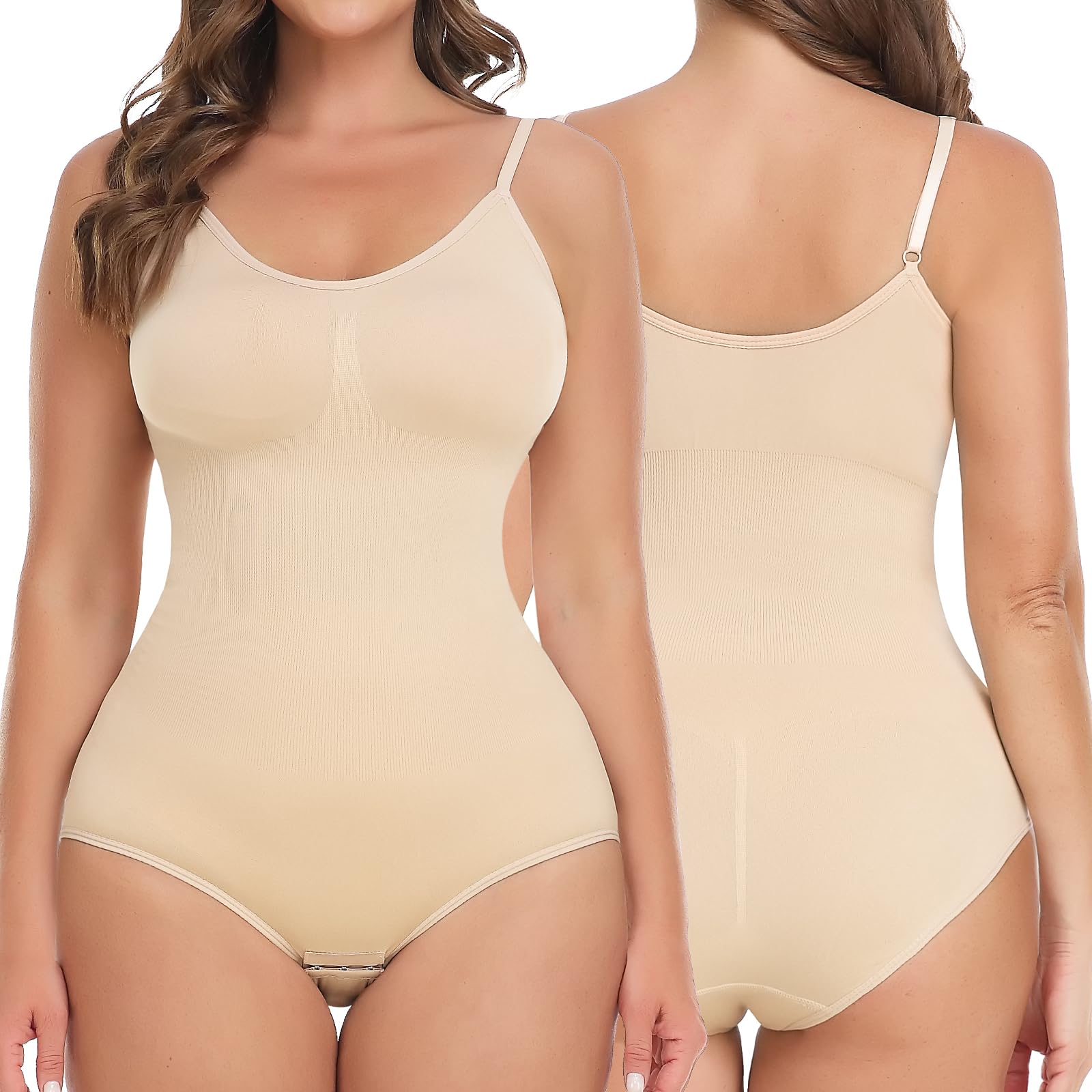 SHAPERIN Women's Tummy Control Shapewear Bodysuit - Seamless Sculpting Body Shaper with Adjustable Straps | Slimming Underwear for Workout, Daily Wear & Special Occasions