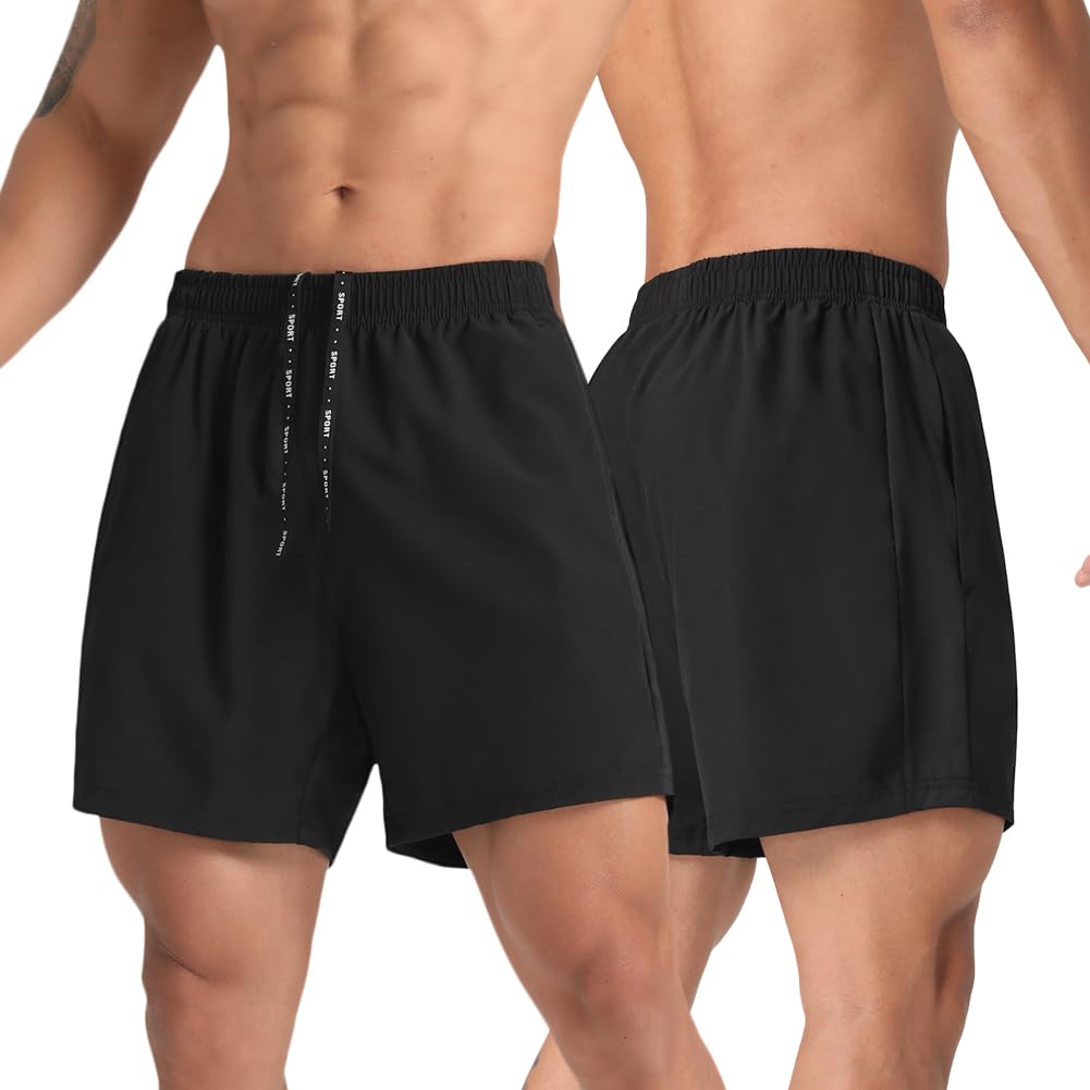 2 Pack Men's Lightweight Athletic Running Shorts 5'' - Quick Dry Gym Workout Shorts with Zipper Pockets - Perfect for Jogging, Training & Outdoor Activities