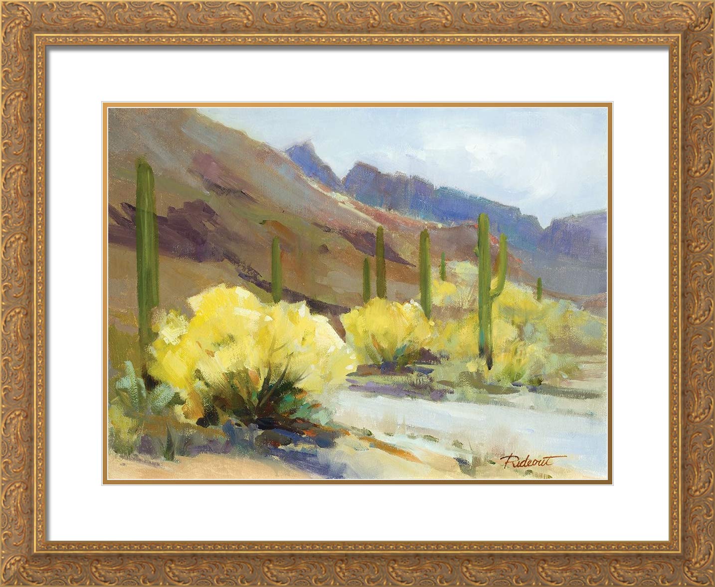 24x20 Gold Ornate Frame with Double Matted Museum Art Print - Cactus Fun Wall Decor for Living Room, Bedroom & Office | Vintage Style Home Decor