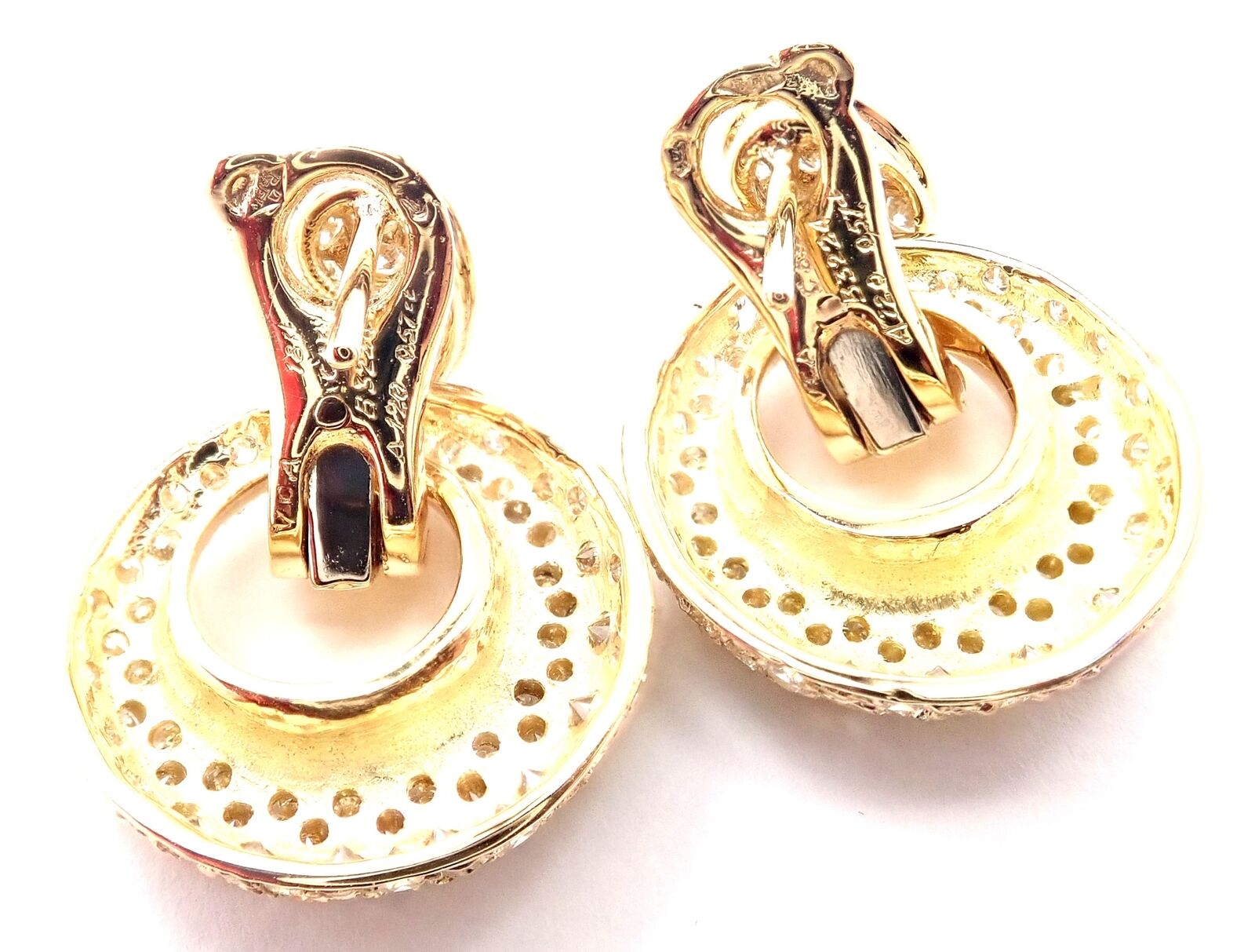 Van Cleef & Arpels 18k Yellow Gold Diamond Mother of Pearl Door Knocker Earrings - Luxury Jewelry for Women, Perfect for Weddings & Special Occasions