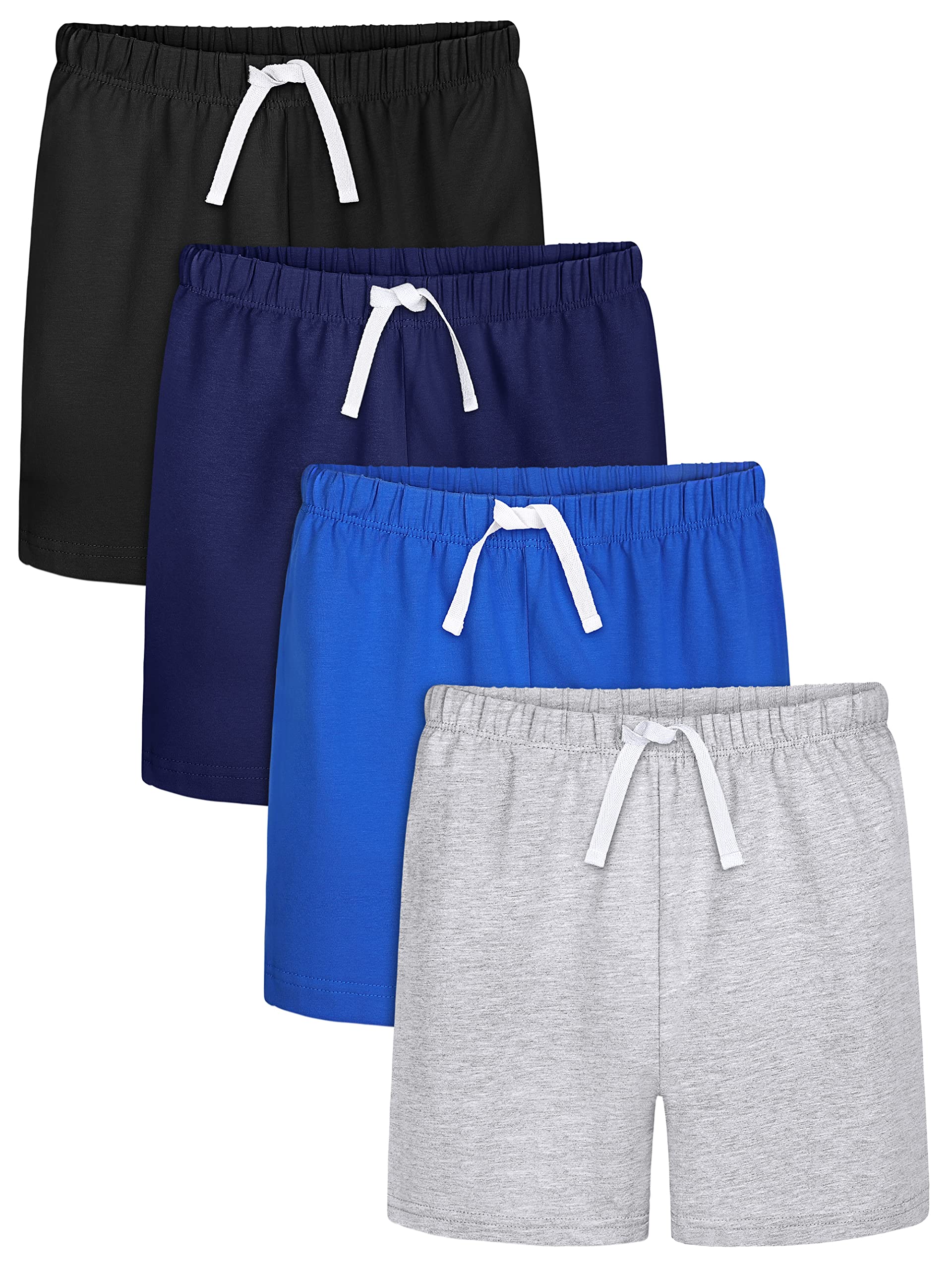 Resinta 4 Pack Boys' Cotton Shorts - Soft Toddler Pull-On Casual Shorts for Summer | Playtime, Beach & Outdoor Activities