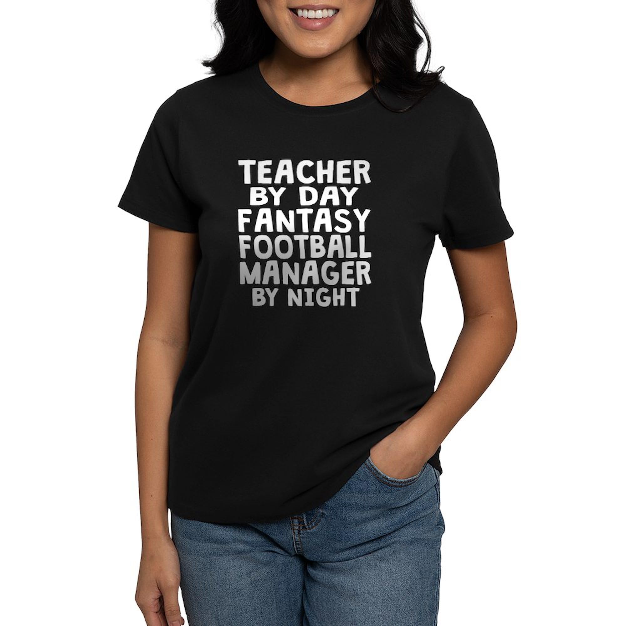 Fantasy Football Manager T-Shirt for Women - 100% Cotton Dark Tee - Perfect for Teachers, Coaches & Sports Fans