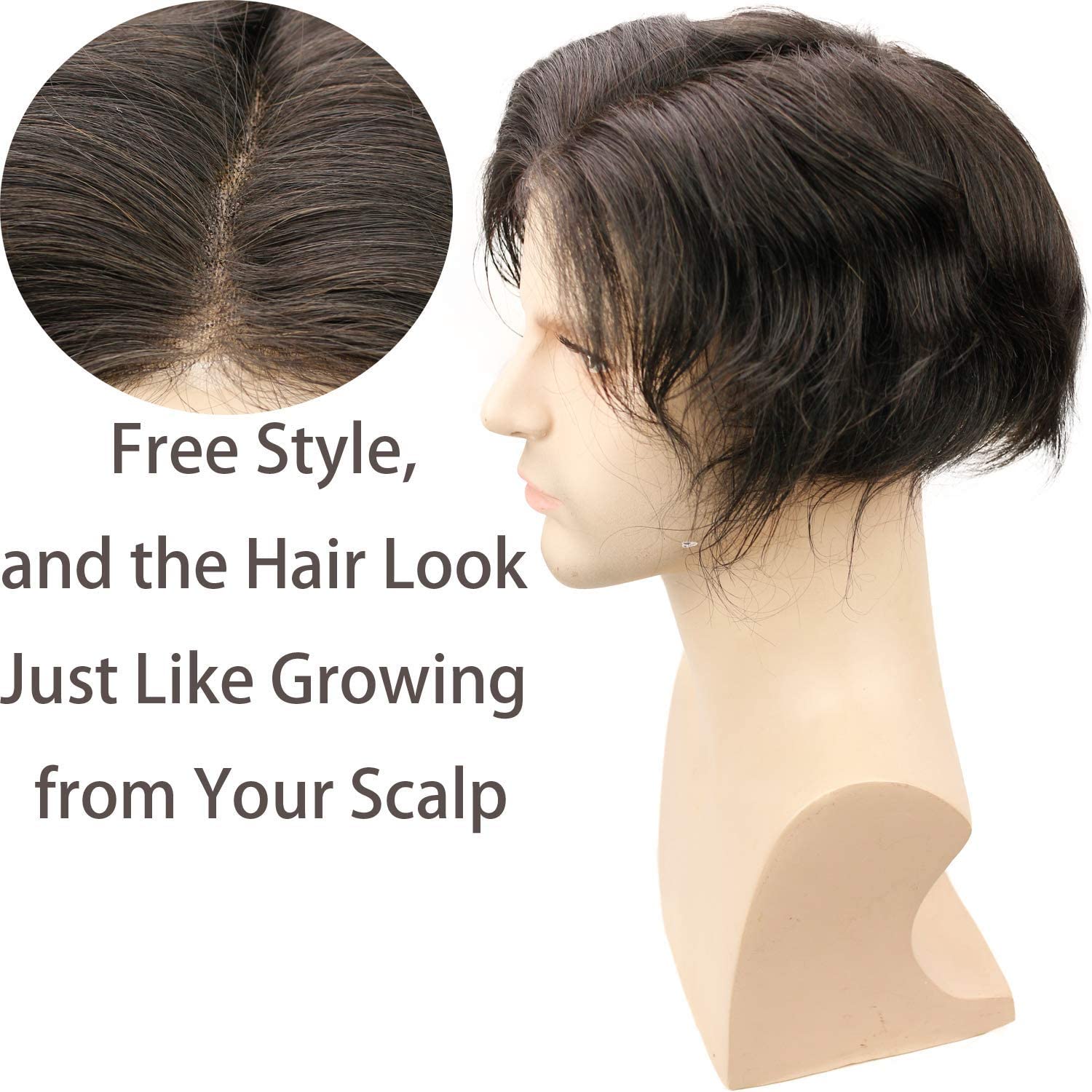 Premium Swiss Full Lace Men's Toupee - 100% European Real Human Hair Replacement System - Natural Black Hairpiece for Men - Perfect for Daily Wear, Special Occasions & Hair Loss Solutions