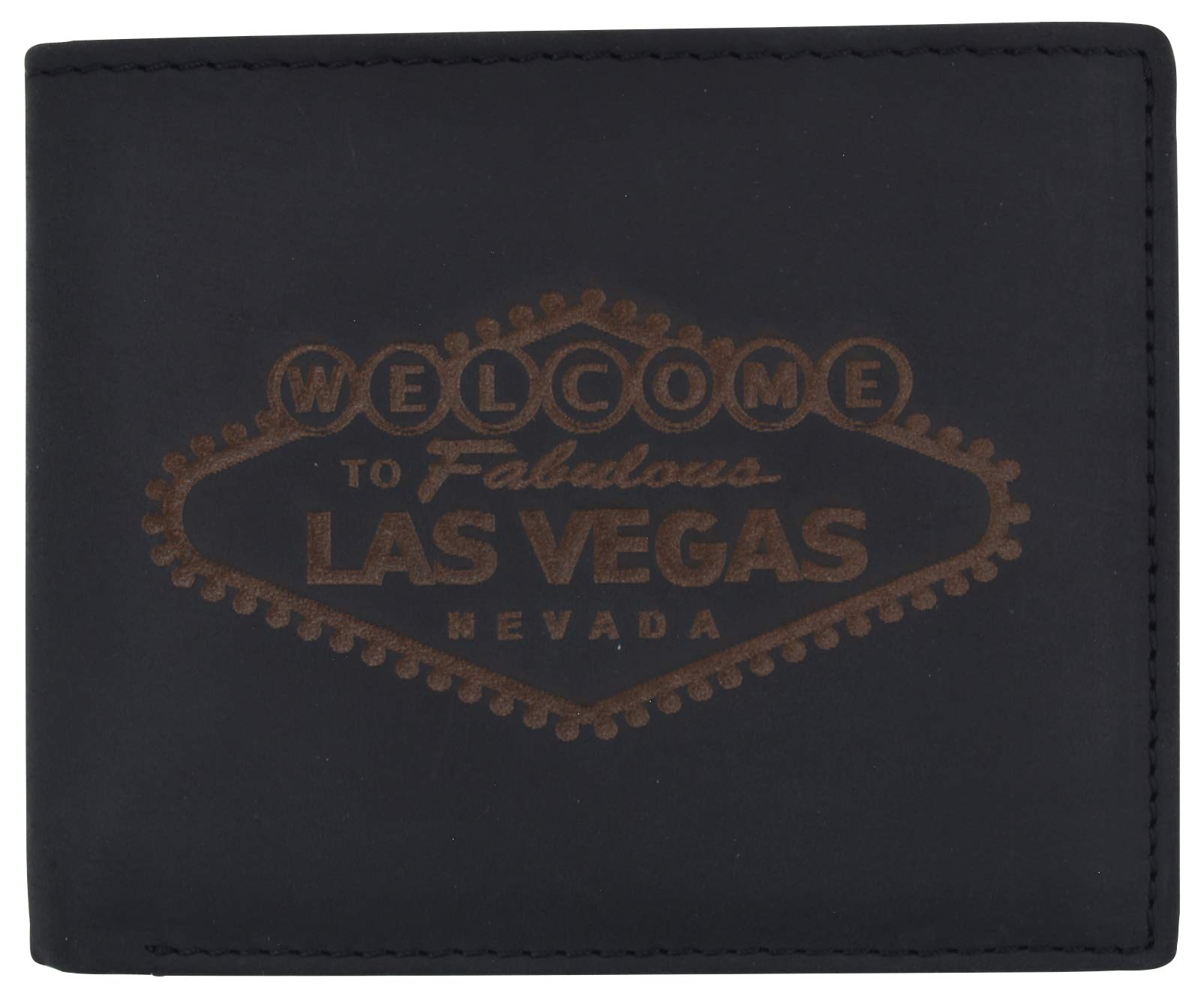 RFID Blocking Men's Leather Bifold Wallet - Las Vegas Nevada Themed Design for Travel & Everyday Use