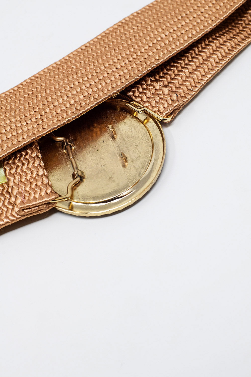 Sparkling Rose Pink Woven Belt with Round Rhinestone Buckle - Elegant Waist Accessory for Dresses, Jeans & Formal Outfits