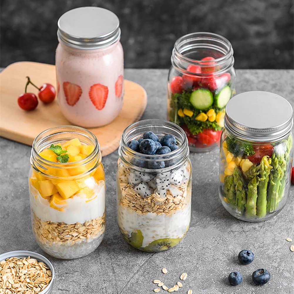 TUZAZO 12-Pack 8oz Clear Plastic Mason Jars with Screw-On Lids - BPA Free Refillable Round Containers for Slime, Spices, Candles & DIY Crafts - Perfect for Kitchen Pantry, Bathroom & Craft Room Organization