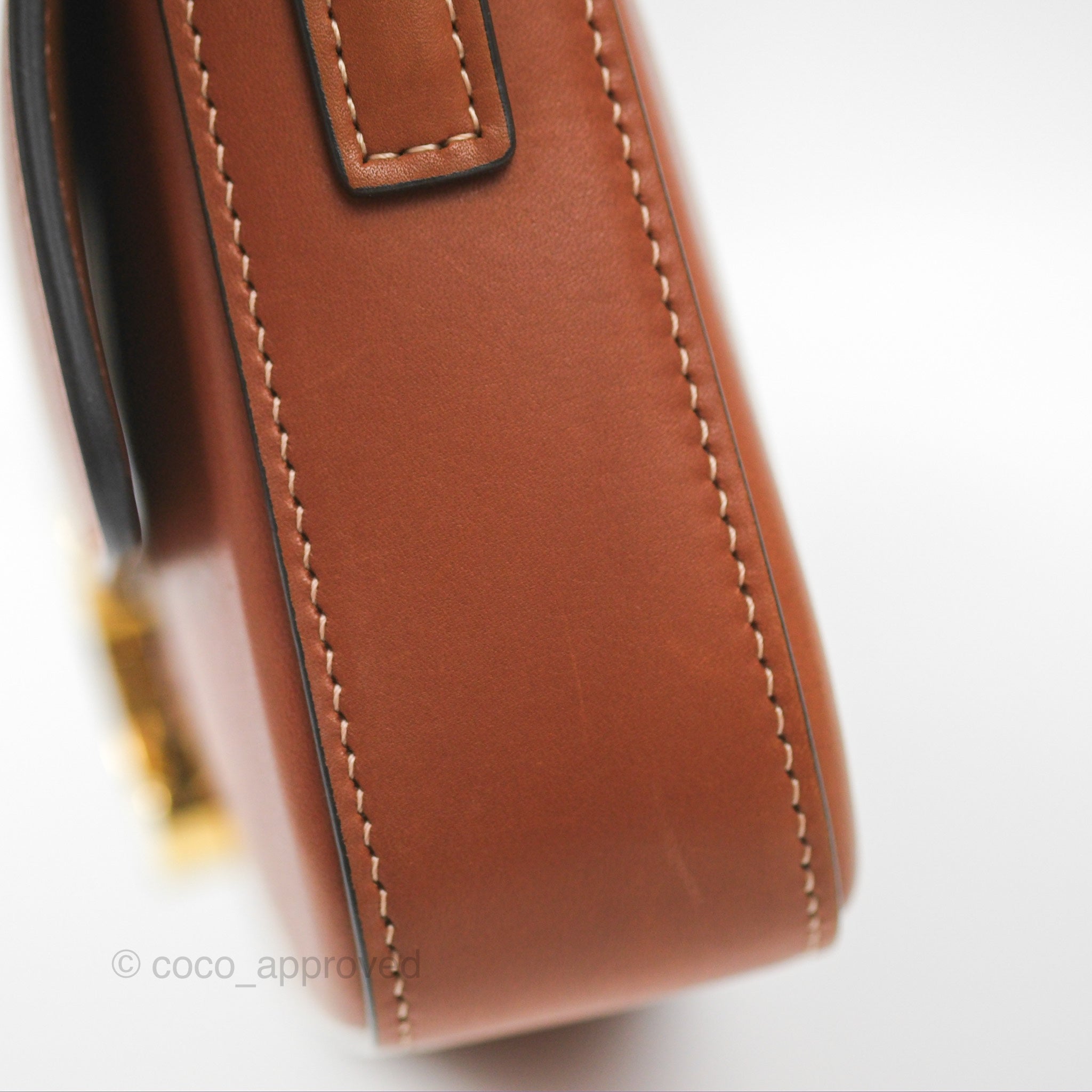 Celine Triomphe Shoulder Bag in Tan Calfskin Leather - Luxury Crossbody Purse for Women, Everyday Use & Special Occasions