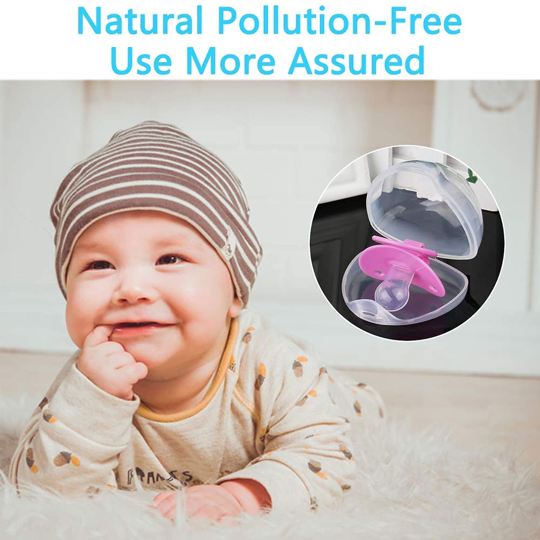 5-Pack Clear Baby Pacifiers with Lanyard & Storage Box - BPA-Free Silicone Soothers for Newborns & Infants - Dustproof Travel Case for Daycare, Stroller & On-the-Go Use