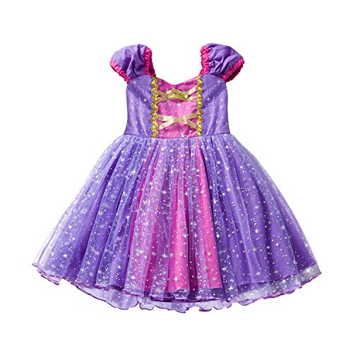 **Sparkly Snowflake Princess Dress for Toddler Girls - Shiny Tie-Up Performance Costume for Birthday Parties, Christmas, Pageants & Holiday Events**