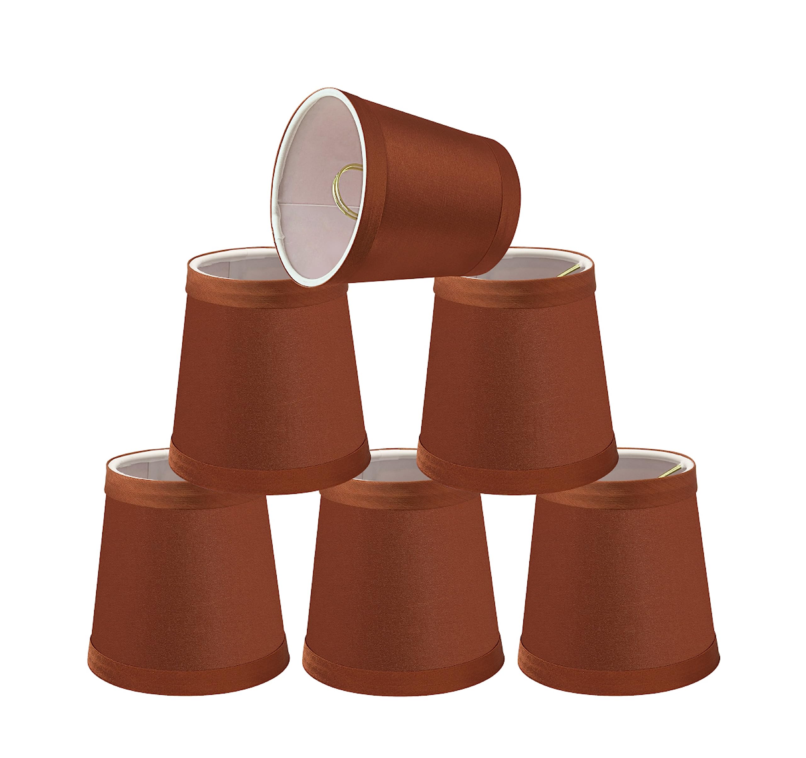 Aspen Creative 32715-6 Small Hardback Empire Shape Chandelier Clip-On Lamp Shade Set (6 Pack) - Transitional Design in Redwood, 4