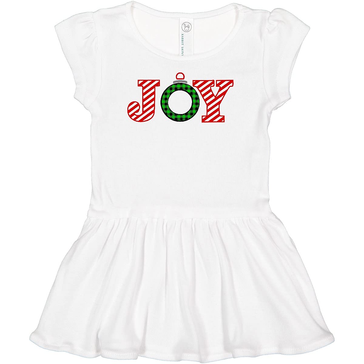 Inktastic Joy Christmas Ornament Infant Dress with Candy Cane Stripes - Festive Holiday Outfit for Baby Girls & Photo Shoots