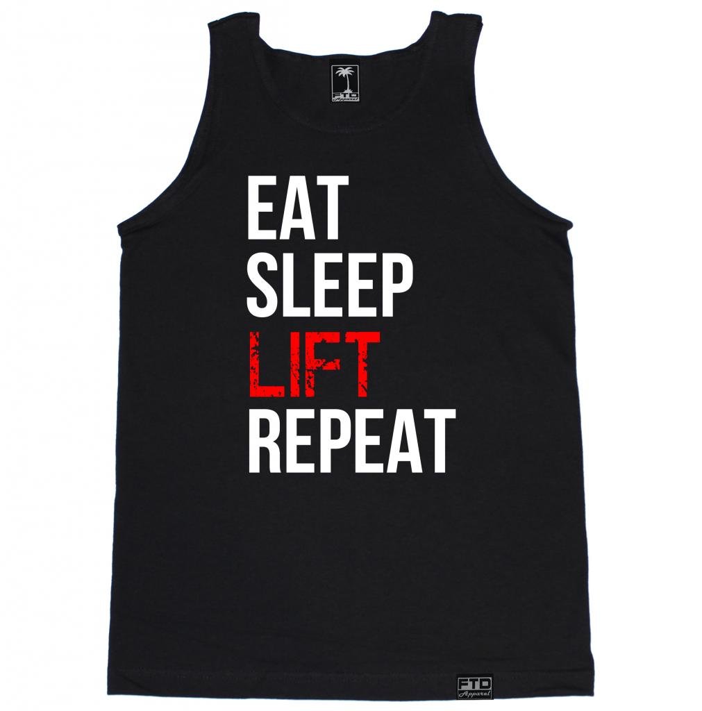 FTD Apparel Men's Gym Tank Top - Eat Sleep Lift Repeat Workout Shirt for Bodybuilding & Weight Training | Perfect for Gym, Fitness & Casual Wear