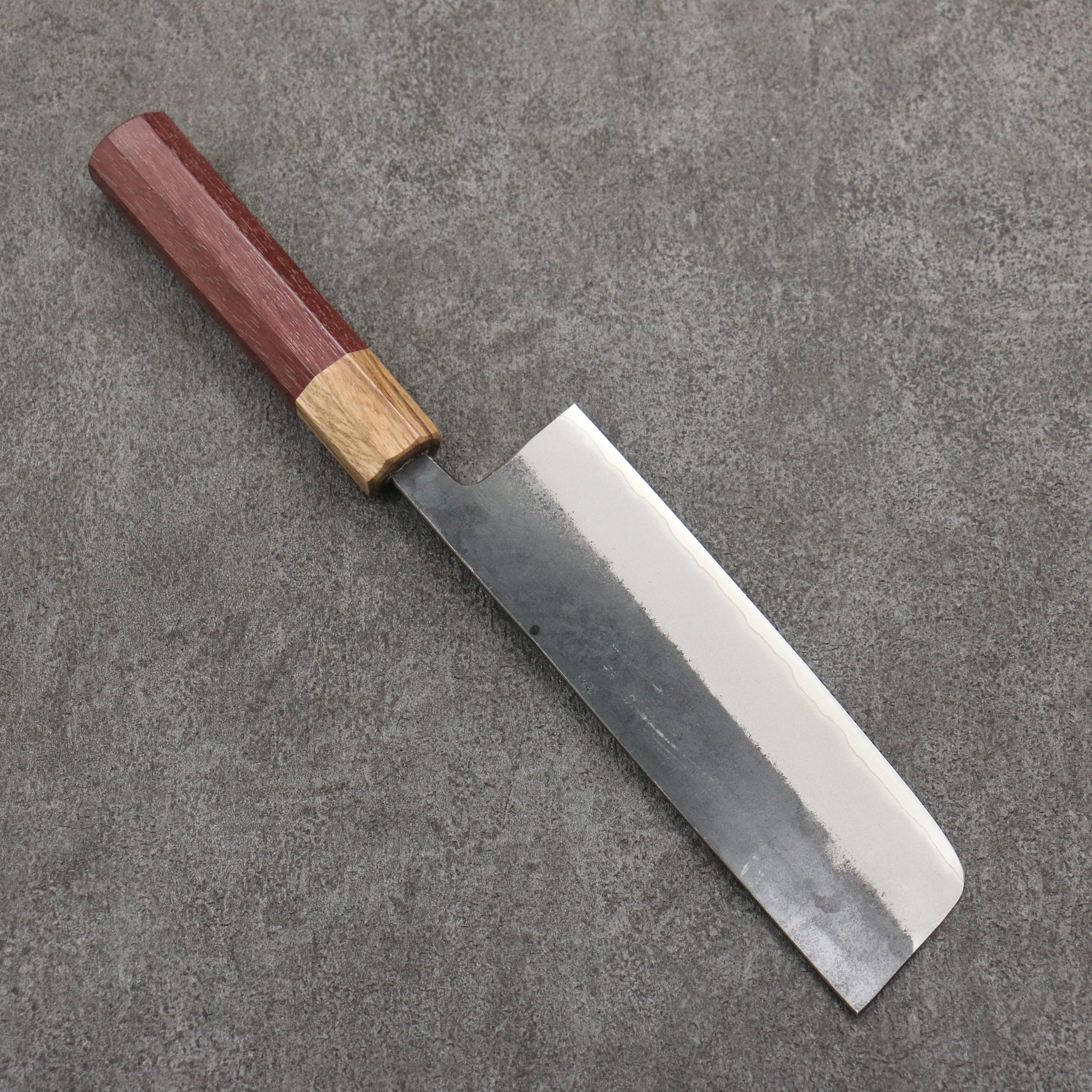 Premium Seisuke Blue Steel No.2 Black Nakiri Knife 165mm - Japanese Chef Knife with Purpleheart & Oak Handle - Perfect for Sushi, Vegetables & Precision Cutting