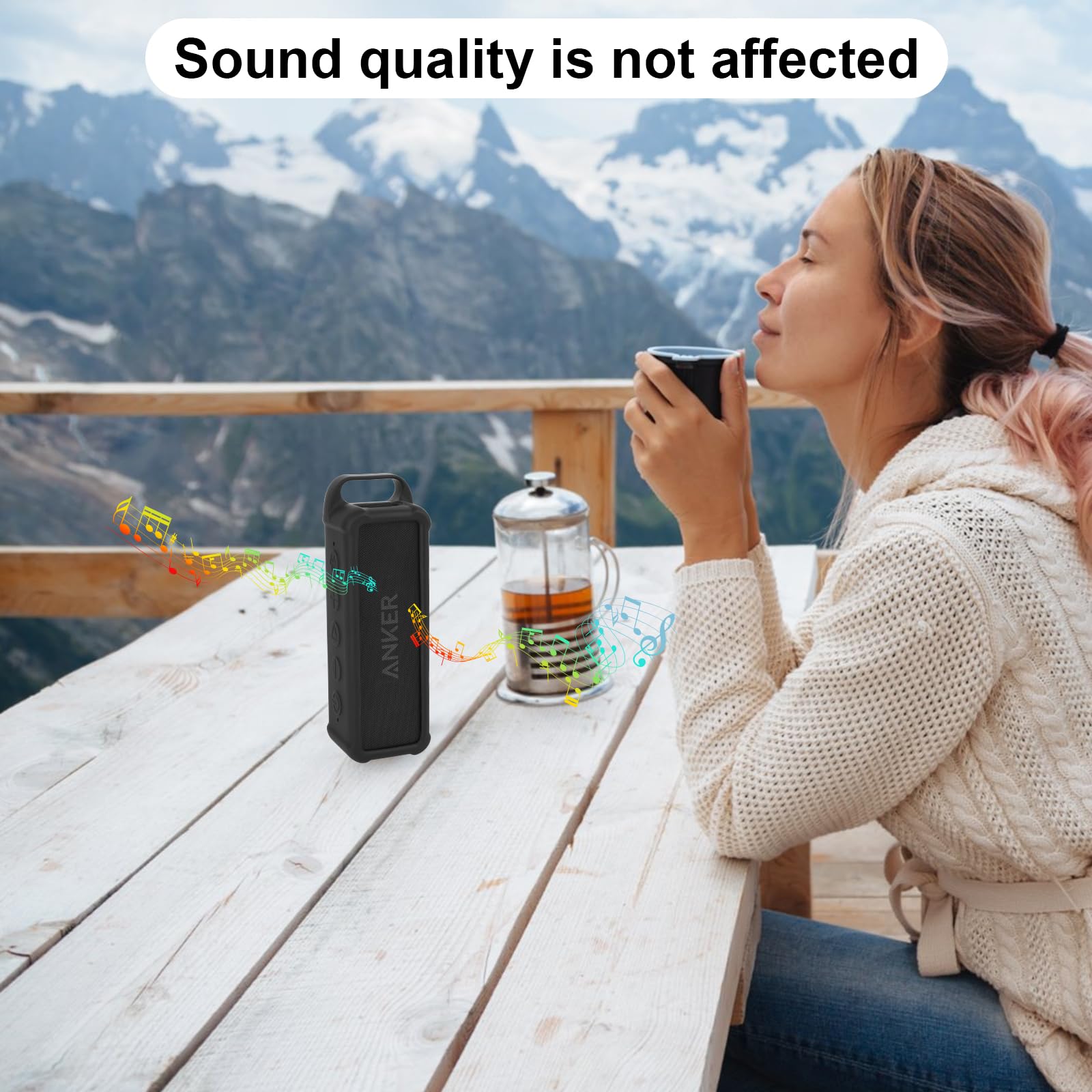 Anker Soundcore 2 Speaker Case - Shockproof Silicone Protective Cover with Handle & Carabiner Clip | Travel, Outdoor, Beach, Camping Accessory for Anker Soundcore 2 Portable Bluetooth Speaker (Black)