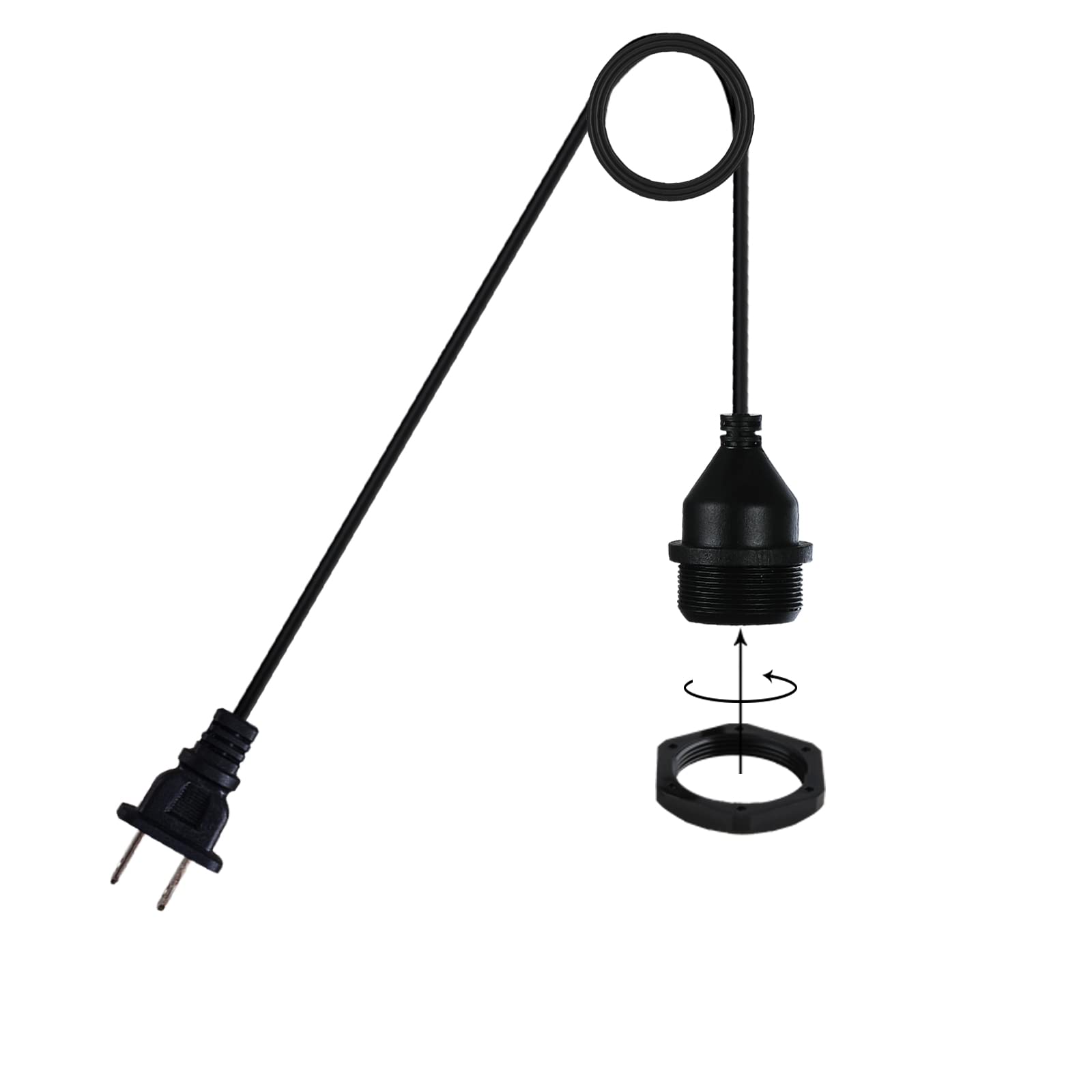 10FT Waterproof Outdoor Electric Light Socket with Wire - E26/E27 Base for Temporary Building Lighting, Construction Sites, Garden, Patio & Camping Use
