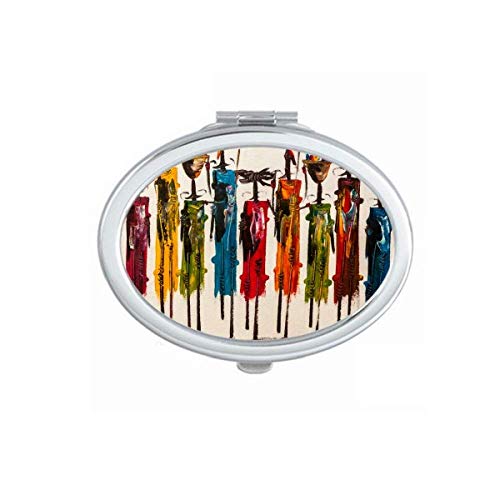 DIYthinker Abstract Art African Black Warrior Mirror - Portable Folding Double-Sided Makeup Mirror with Stand for Travel & Vanity | Perfect for Home, Salon, and On-the-Go Touch Ups