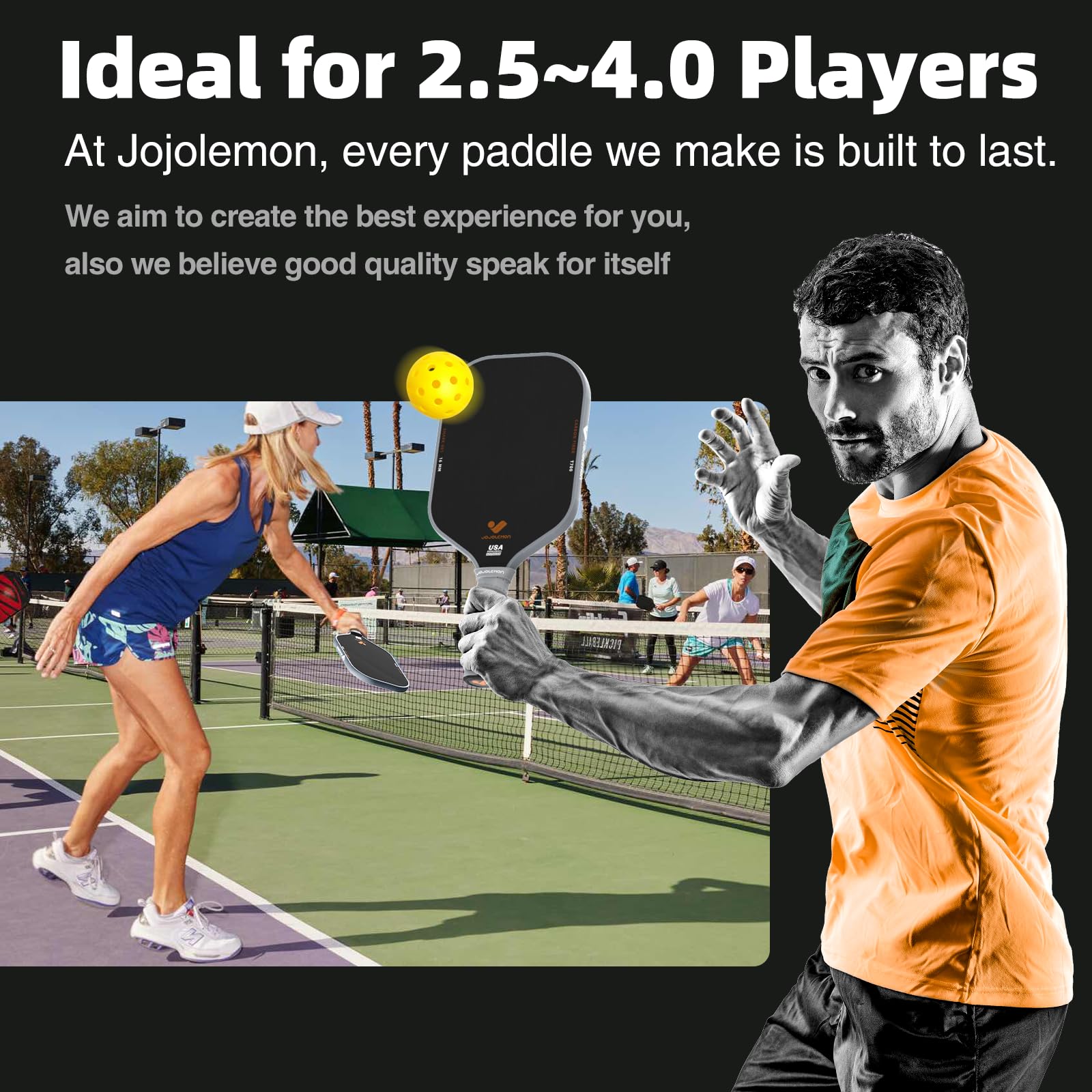 Premium Carbon Fiber Pickleball Paddles - 16mm Shark Power Polymer Core for Ultimate Spin & Control | Pro-Grade Pickleball Rackets for Competitive Play & Tournament Use