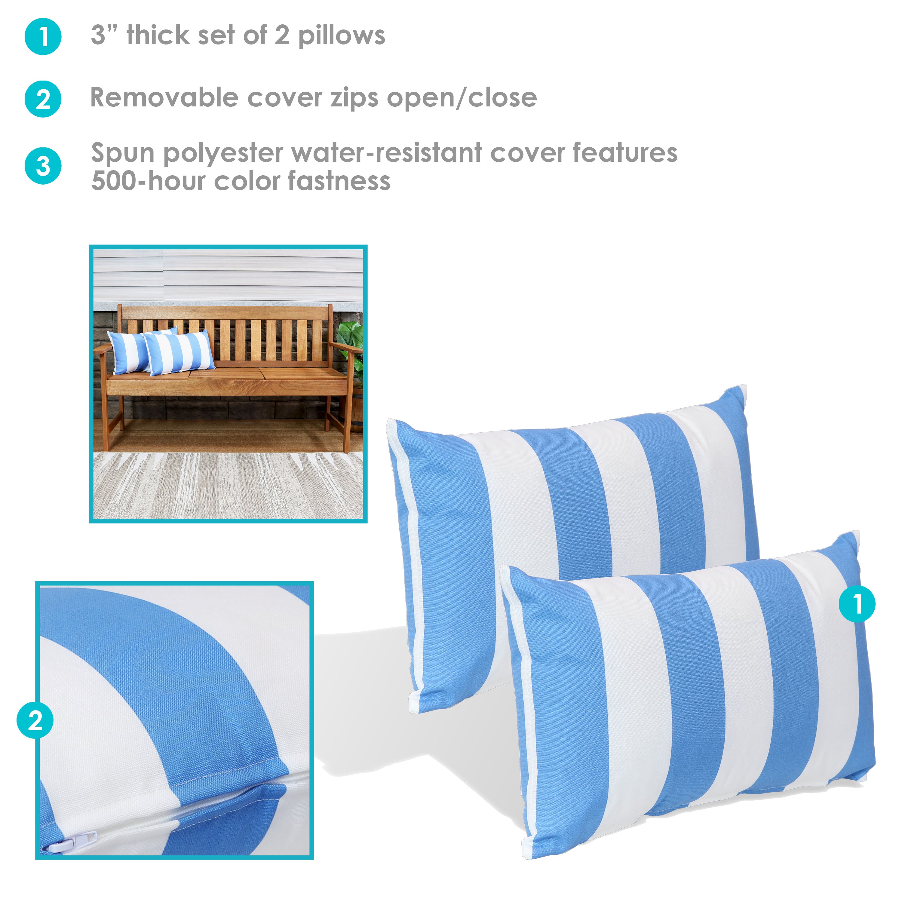 Stylish Sunnydaze Decorative Throw Pillows for Indoor & Outdoor Use - Perfect for Patio, Living Room, and Bedroom Decor