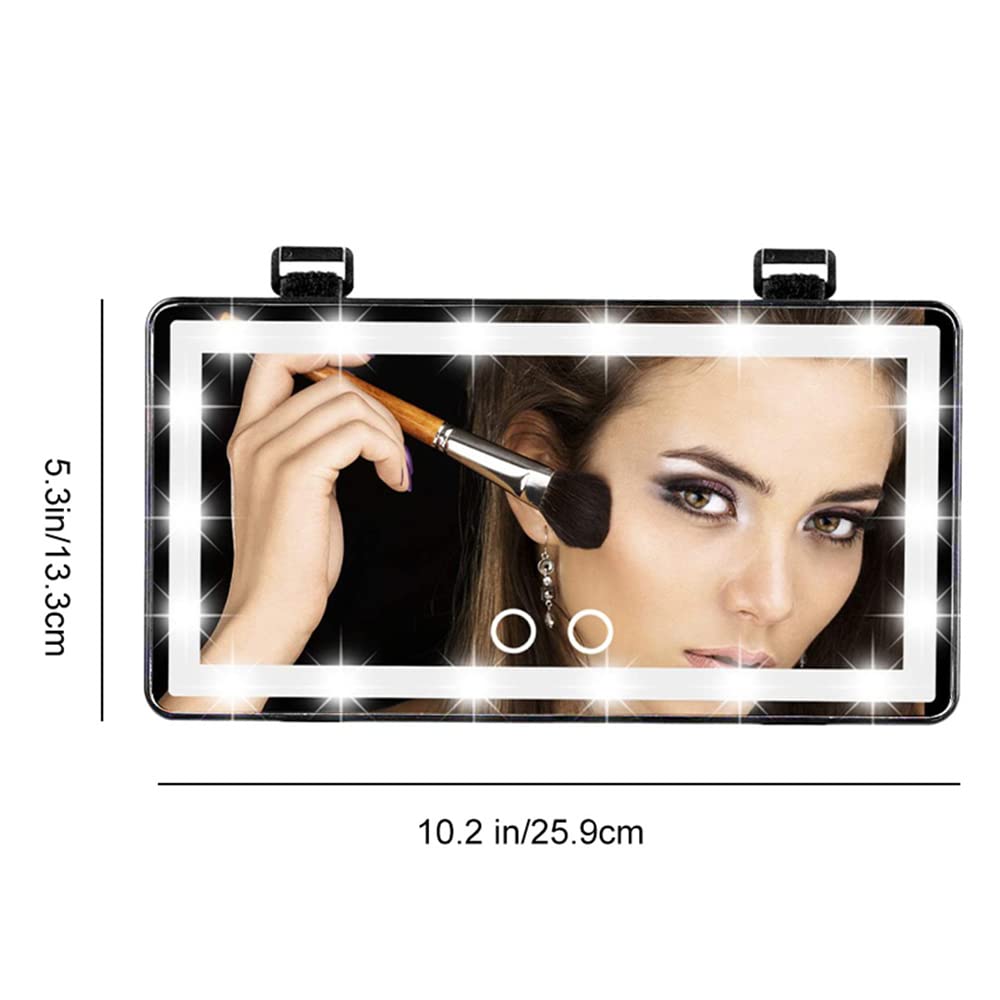 Rechargeable Car Sun Visor Mirror with 60 LED Lights & 3 Lighting Modes, USB-Powered Touch Switch Vanity Mirror for Makeup - Black | Perfect for On-the-Go Touchups, Road Trips & Daily Commutes