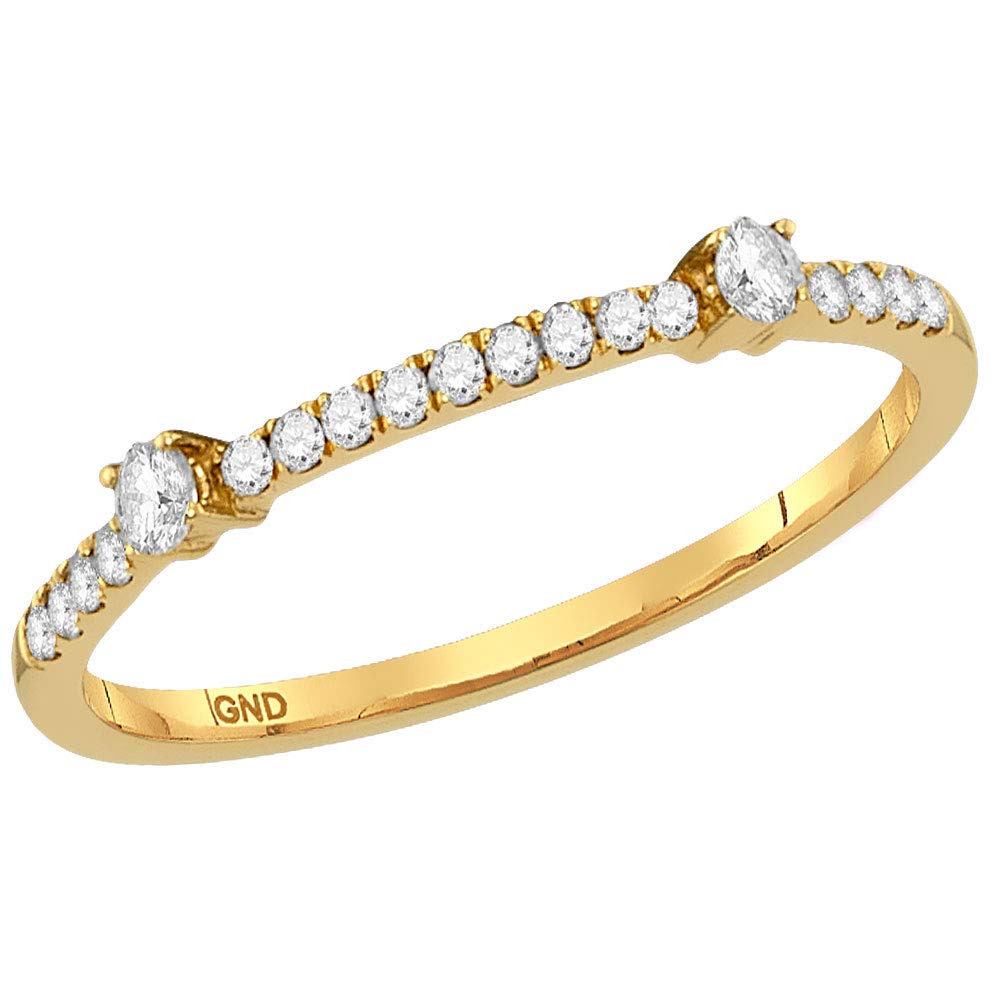 14K Yellow Gold Women's Round Diamond Stackable Band Ring - 1/6 CTTW | Dazzlingrock Collection | Elegant Wedding, Anniversary & Everyday Jewelry Gift