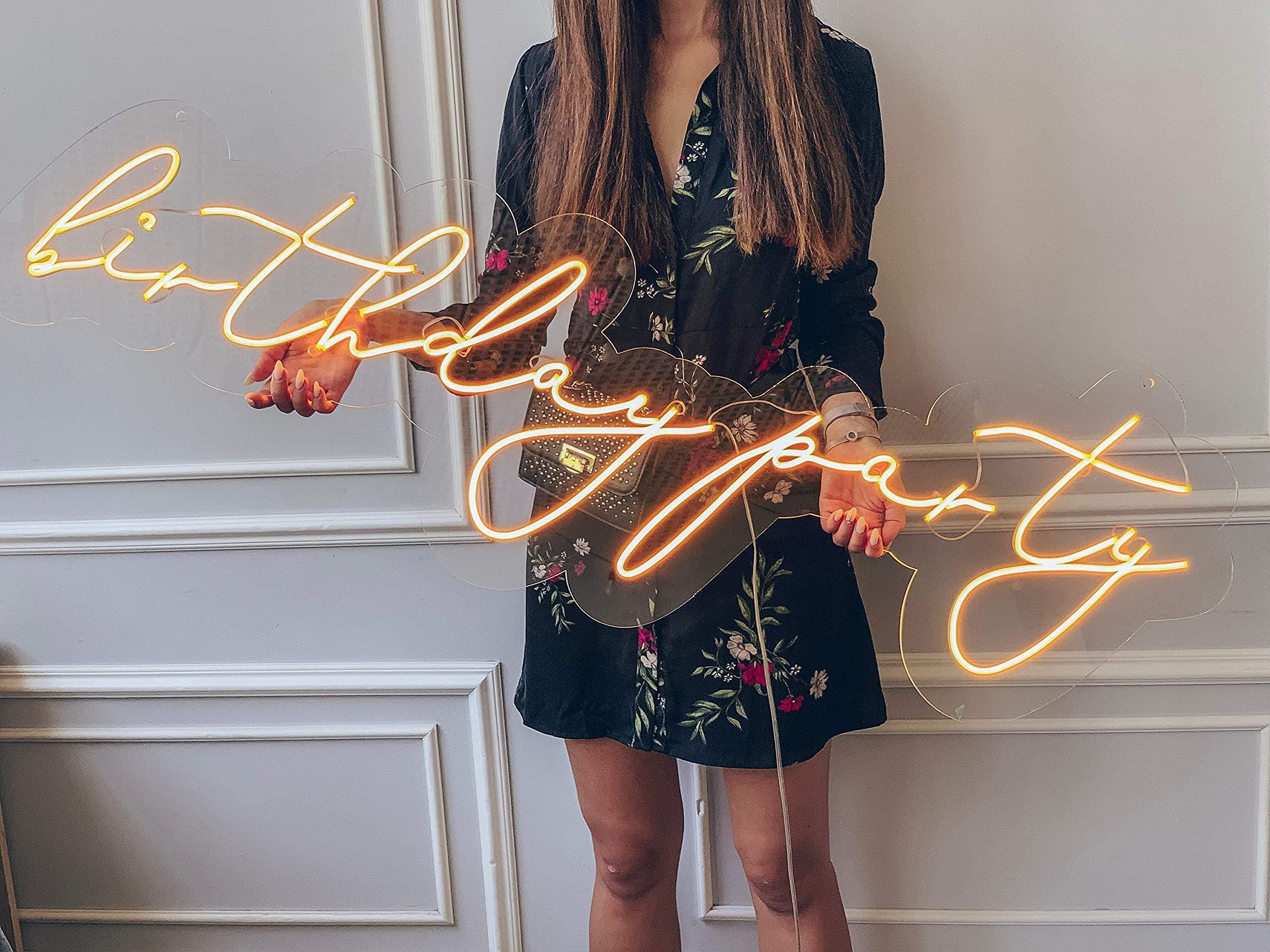 32x12.5 Inch Vibrant LED Neon Sign - Happy Birthday Party Beer Wall Decor Lighting for Bars, Home & Events | Super Bright Custom Neon Lamp (32BP61)