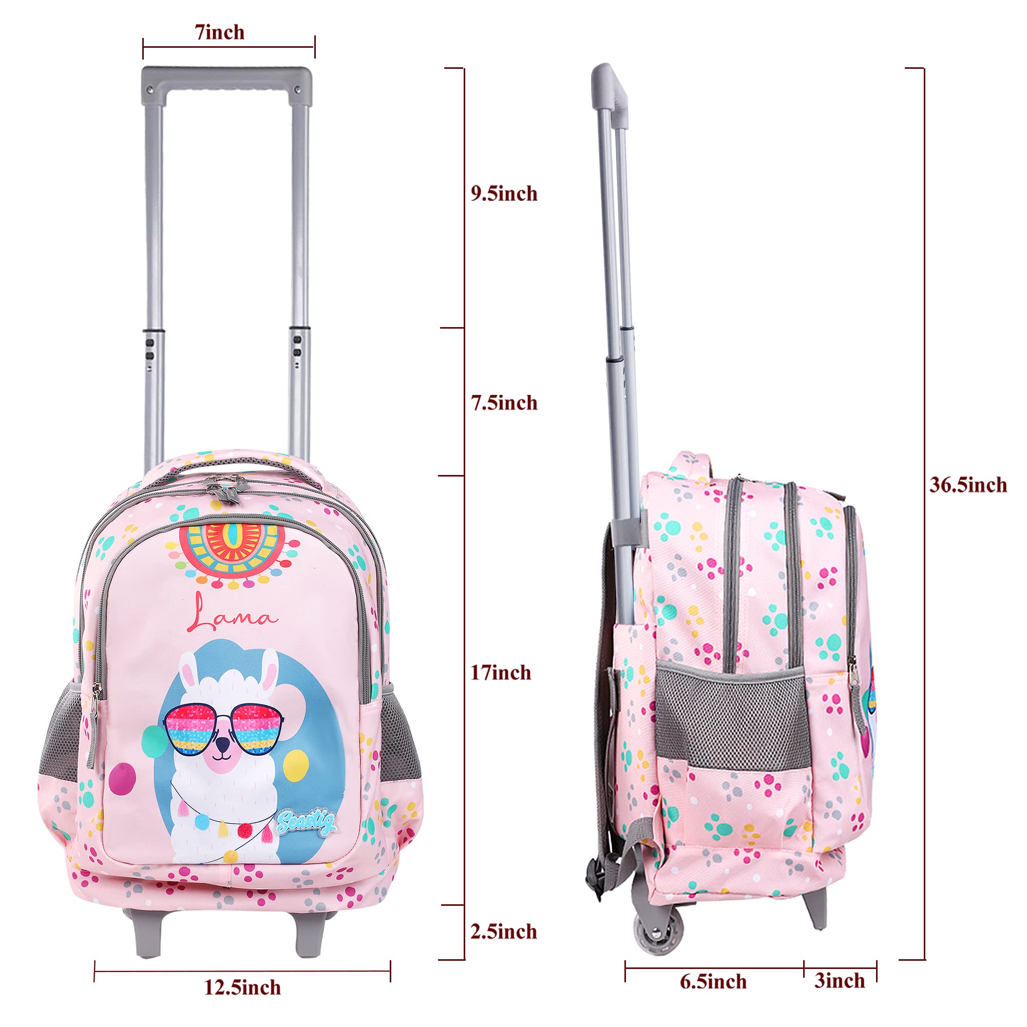 Seastig 18in Rolling Backpack for Kids - Wheeled School Backpack with Double Handle & Wheels - Perfect for School, Travel, and Daily Commute