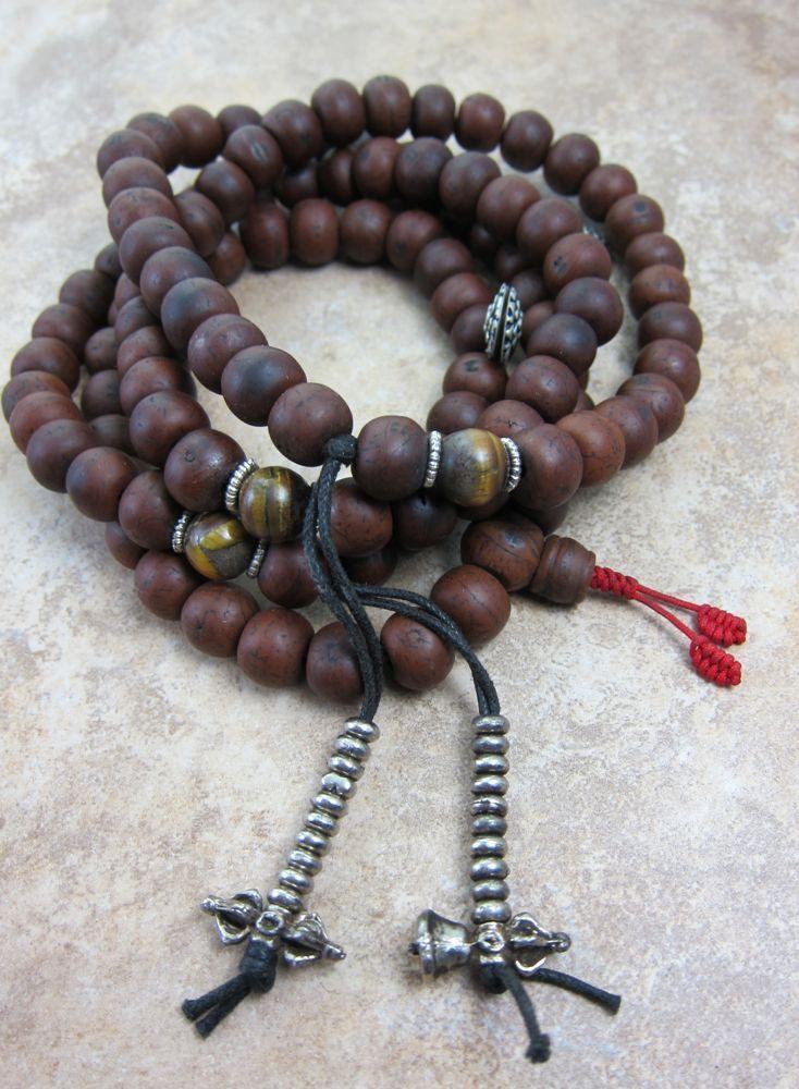 Authentic Bodhi Seed & Tiger Eye Mala Prayer Beads - 108 Meditation Beads for Yoga, Mindfulness & Spiritual Practice