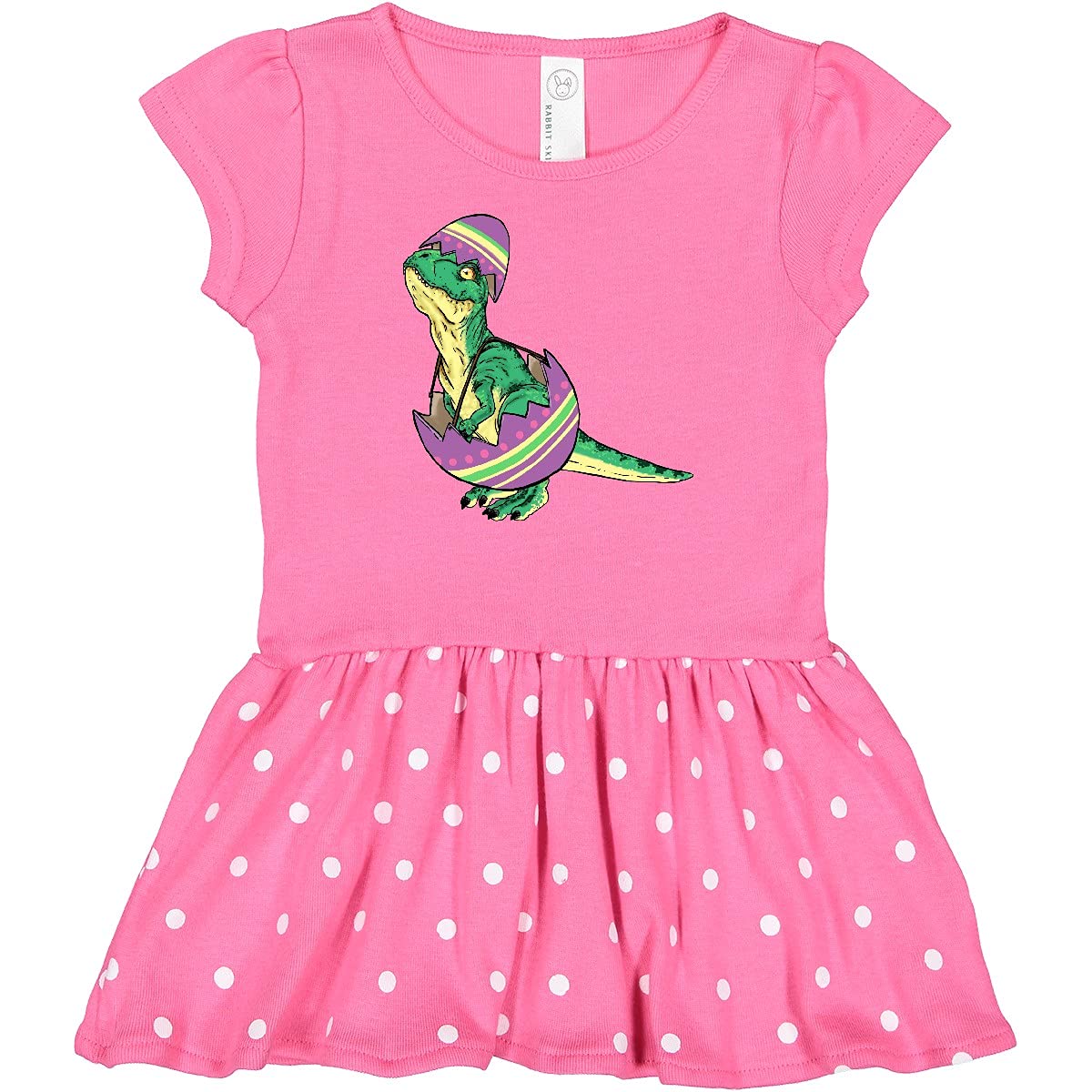 Inktastic Easter Baby T-Rex in Easter Egg Print Infant Dress - Cute Dinosaur Outfit for Easter Photos, Holiday Parties & Special Occasions