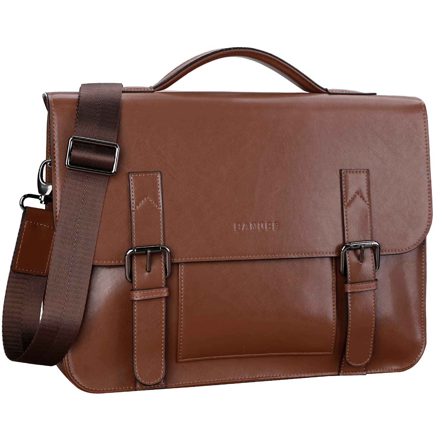 Banuce Vintage Genuine Leather Briefcase for Men - 13.3 Inch Laptop Messenger Bag - Professional Work Bag in Brown - Perfect for Business Travel, Office Commute & Daily Use