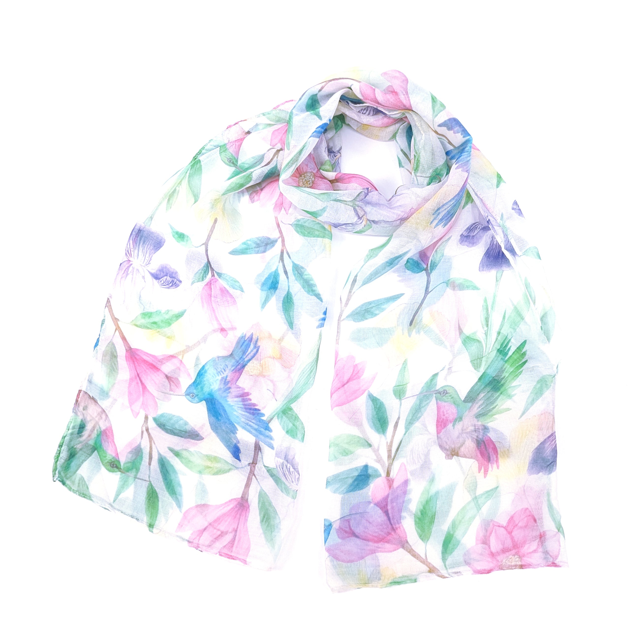 Stylish Tropical Hummingbird Scarf (50x180cm) - Lightweight Fashion Accessory for Women, Perfect for Spring Outfits, Beach Cover-ups and Boho Chic Looks