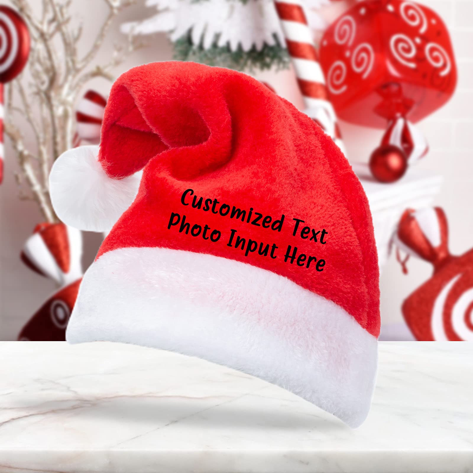 Custom Personalized Santa Hat with Name for Adults & Kids - Christmas Holiday Party Favors & New Year Celebration Accessories - Perfect for Family Gatherings, Office Parties & Festive Photos