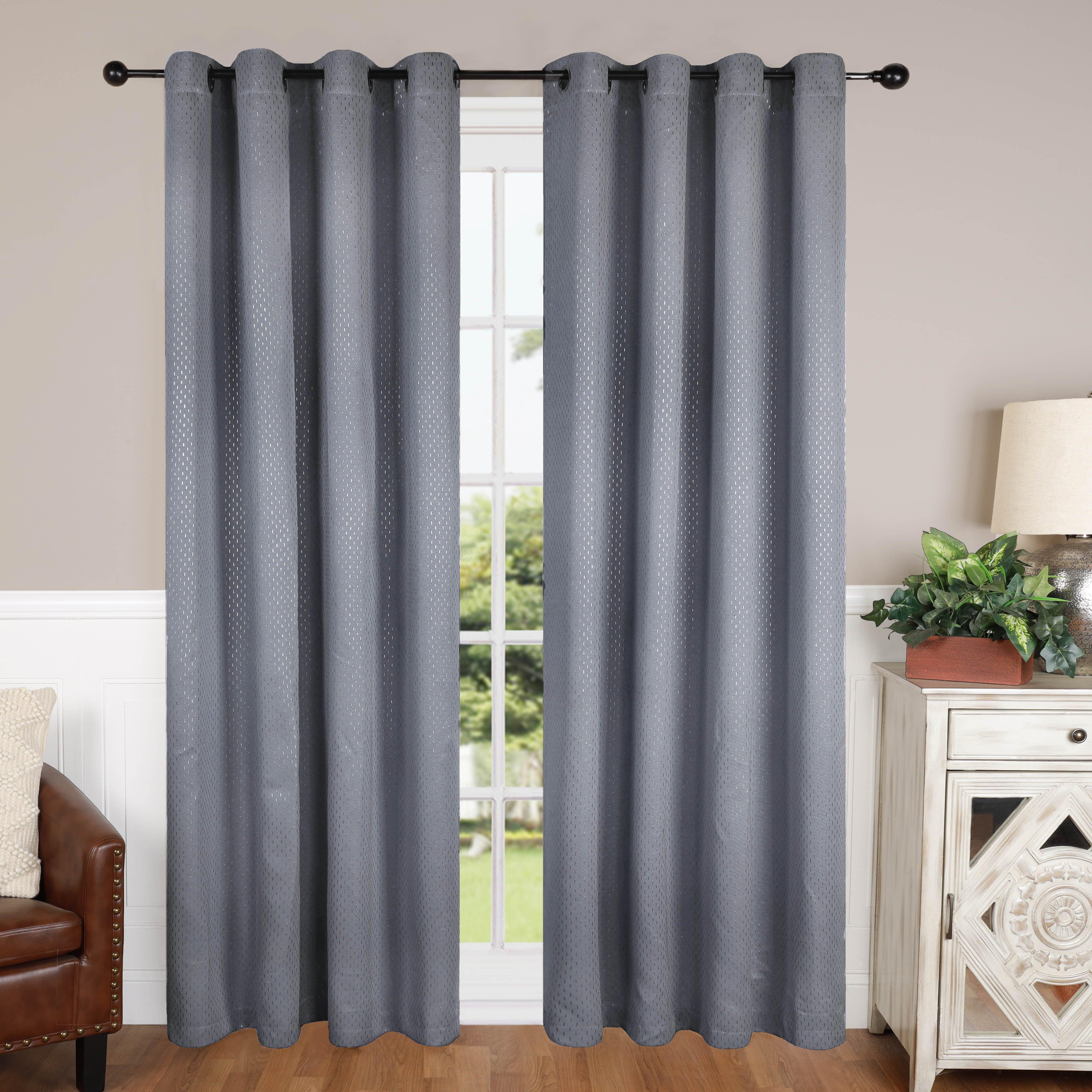 Blackout Solid Shimmer Grommet Curtain Panel Set of 2 Panels - 42 Inch Length - Light Blocking Window Treatment for Bedroom & Living Room