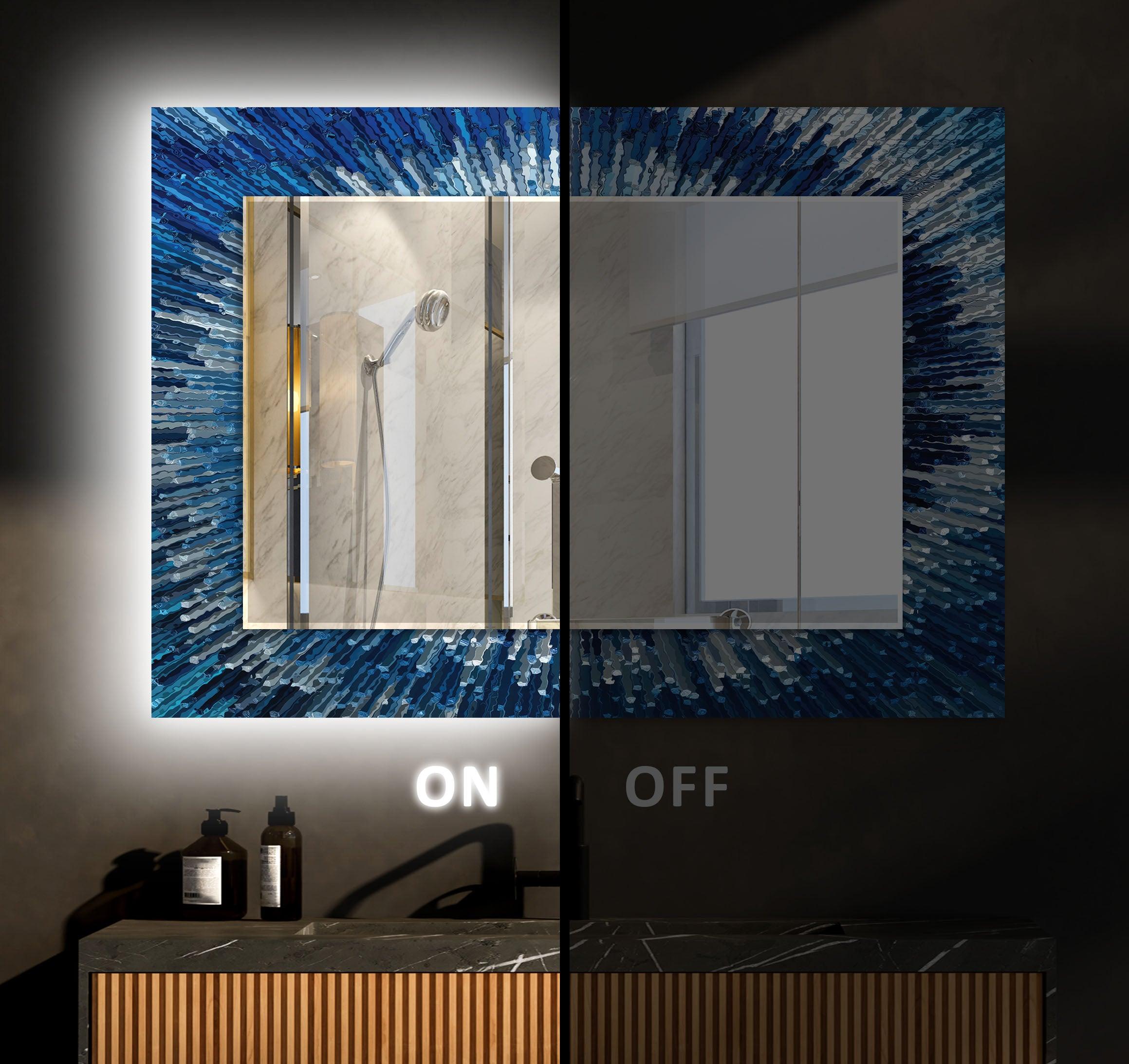 Blue Splash Wall Mirror - Decorative Bathroom & Bedroom Mirror - Shatterproof & Stylish Home Decor for Modern Living Spaces