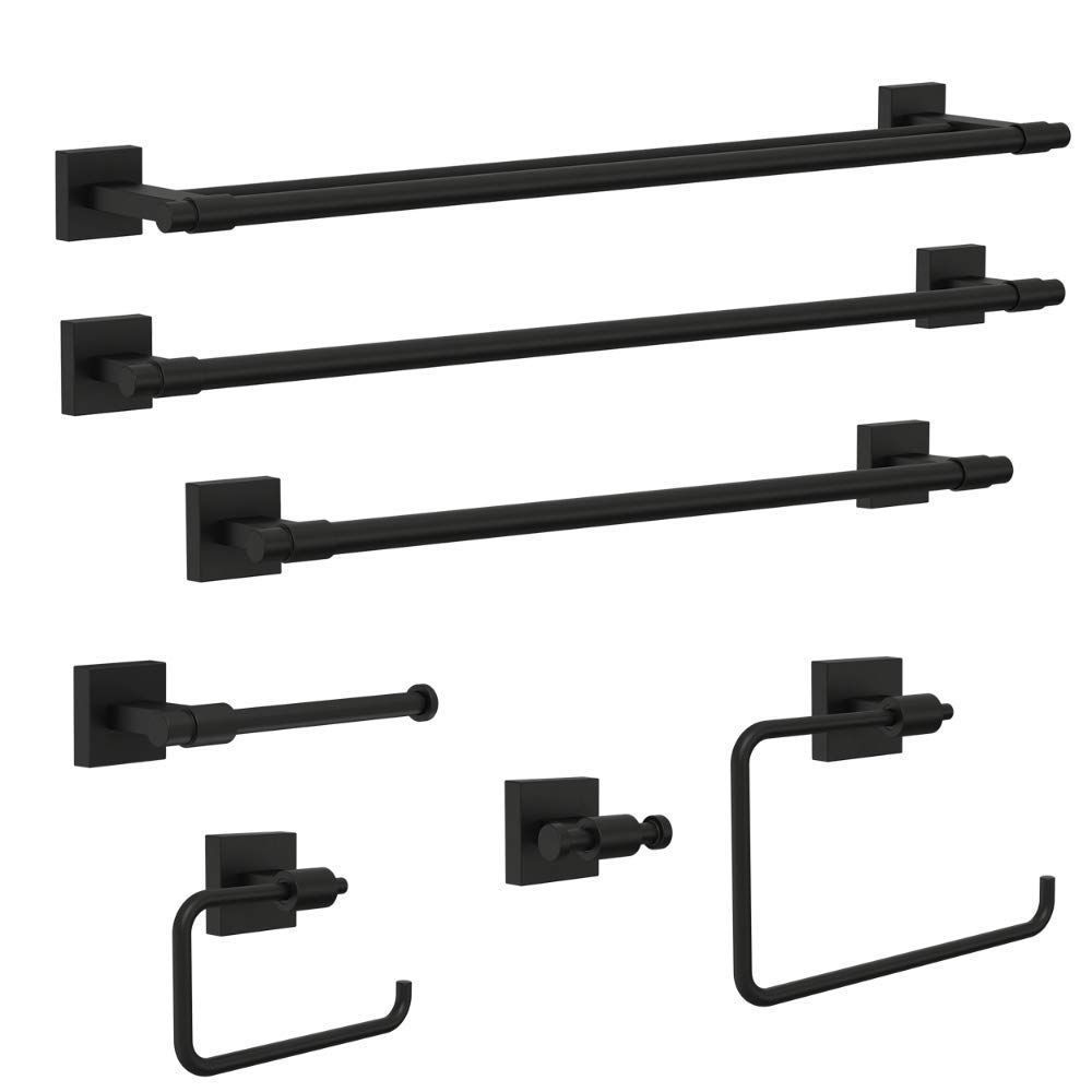Franklin Brass Maxted Single Post Toilet Paper Holder (1-Pack) - Matte Black Bathroom Tissue Roll Holder - Wall Mounted European Style Bathroom Accessory for Home & Hotel Organization (MAX51-FB) - Perfect for Modern Bathrooms, Powder Rooms and Guest Suites