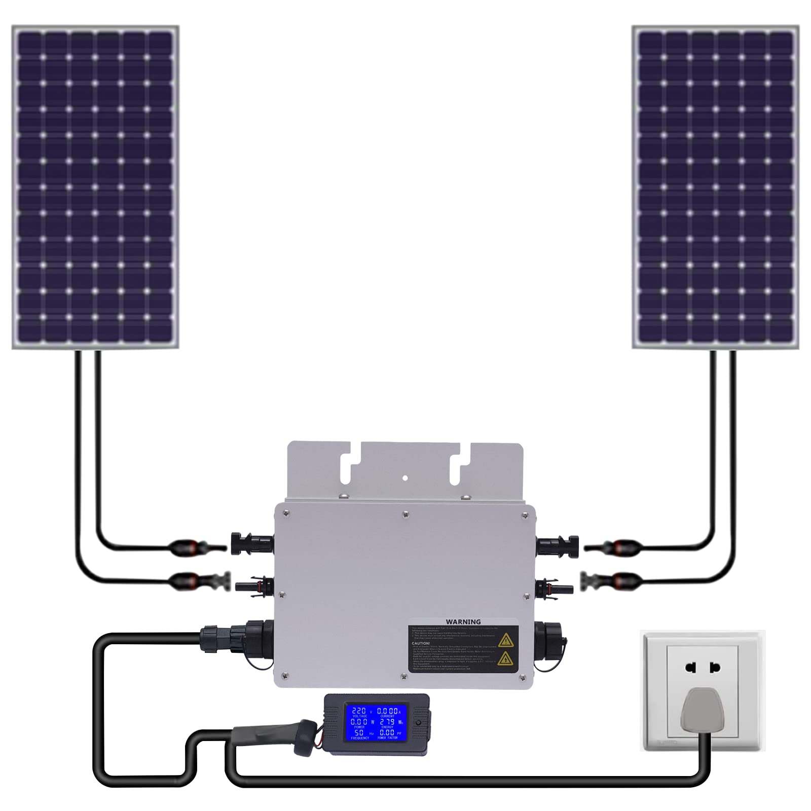700W Grid Tie Solar Inverter with LCD Display - 30V/36V Aluminum Alloy Inverter Kit for Home Solar Systems (110V, Silver) - Perfect for Off-Grid Living, RV Power & Emergency Backup