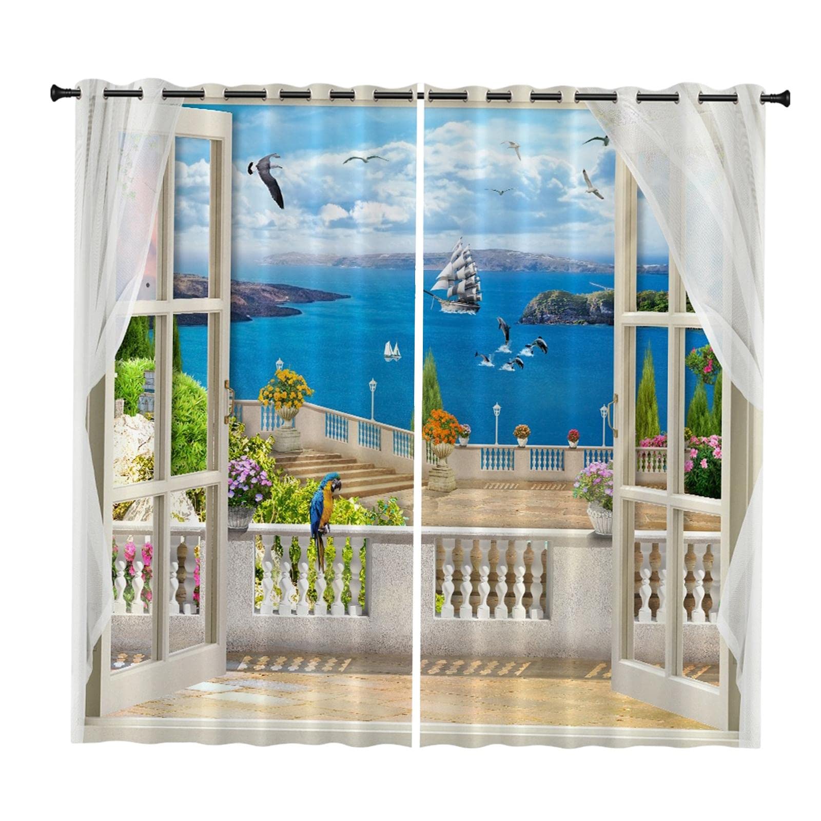 Baoblaze Scenic Landscape Window Curtains - Style 4 (83x91 Inches) for Kids Room & Living Room | Blackout Drapes with Nature Scene Pattern | Perfect for Nursery, Bedroom & Home Decor