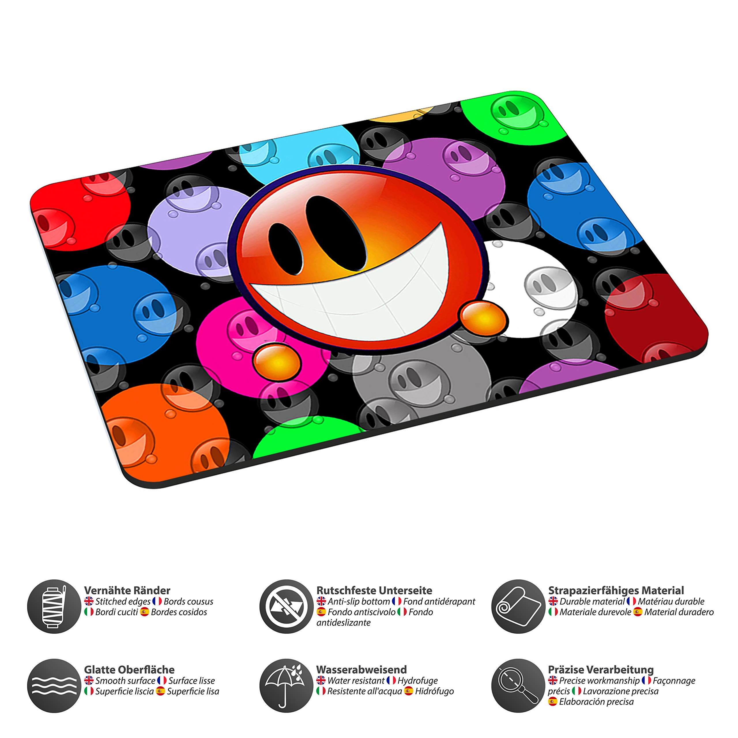 Stylish Orange Smiley Mouse Pad - Non-Slip Gaming & Office Desk Mat for Computers, Laptops - Perfect for Work, Gaming & Home Office Use