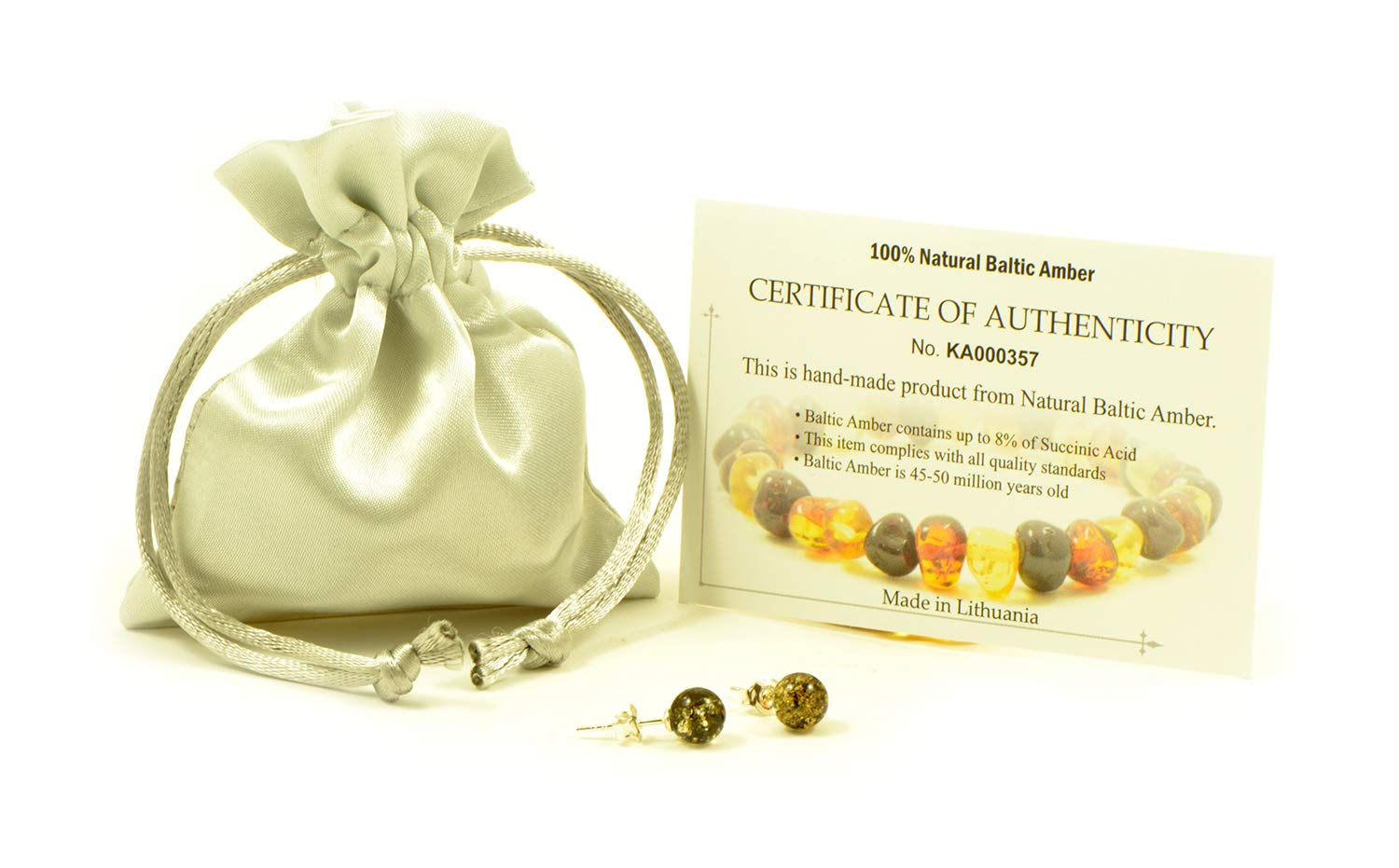 Genuine Baltic Amber Stud Earrings with Sterling Silver - Handmade Natural Amber Jewelry for Women, Hypoallergenic Gift for Her | Perfect for Everyday Wear, Special Occasions & Healing Crystal Therapy