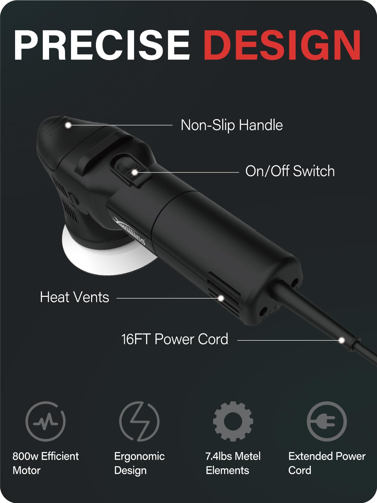 5-Inch 8MM Dual Action Random Orbital Car Buffer Polisher - 6 Variable Speed 1800-5500 RPM - Car Detailing Kit for Polishing, Waxing & Paint Correction - Perfect for Auto Shops & DIY Car Enthusiasts