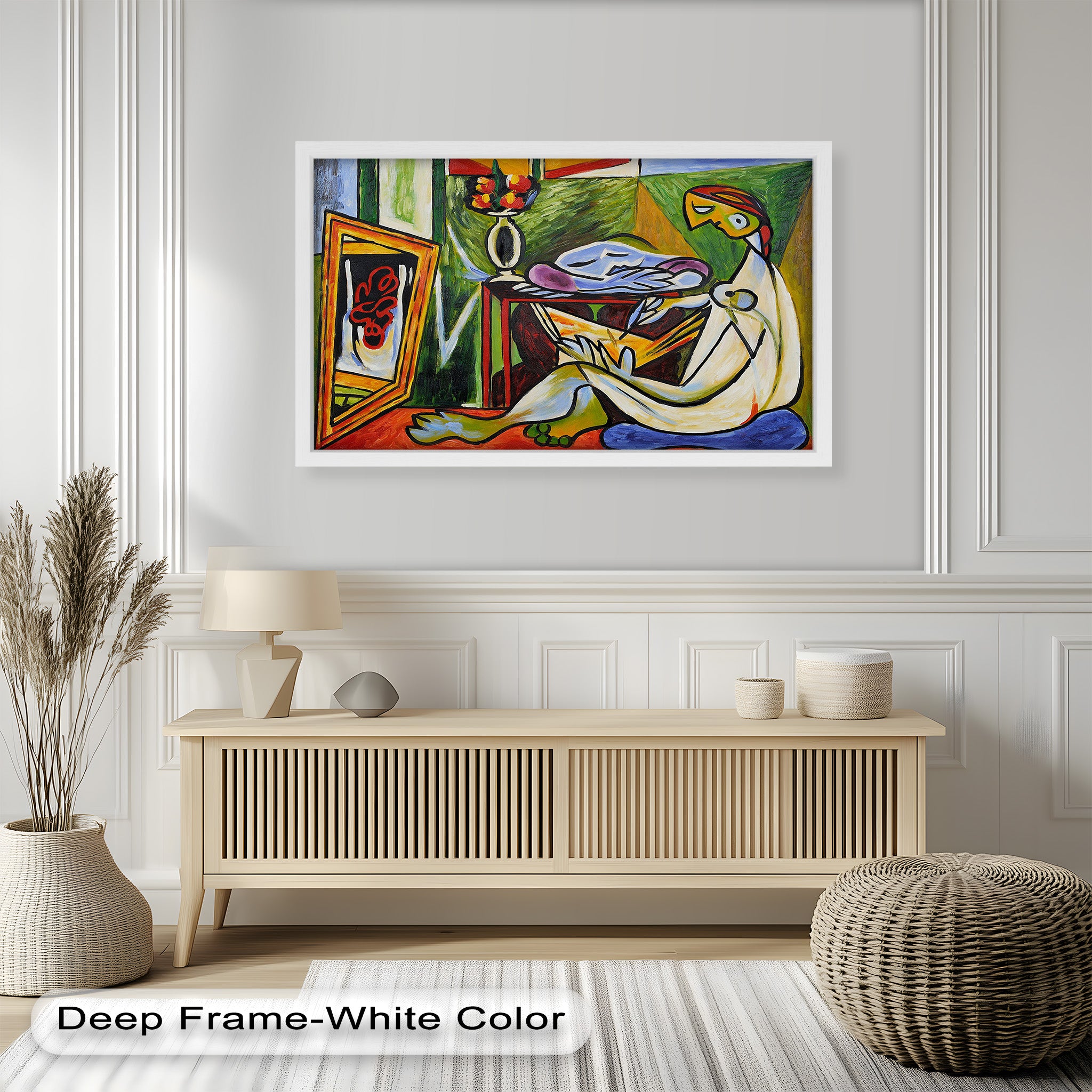 Abstract Interior Scene Picasso Style Oil Painting - Handmade Wall Art for Living Room, Bedroom & Office Decor