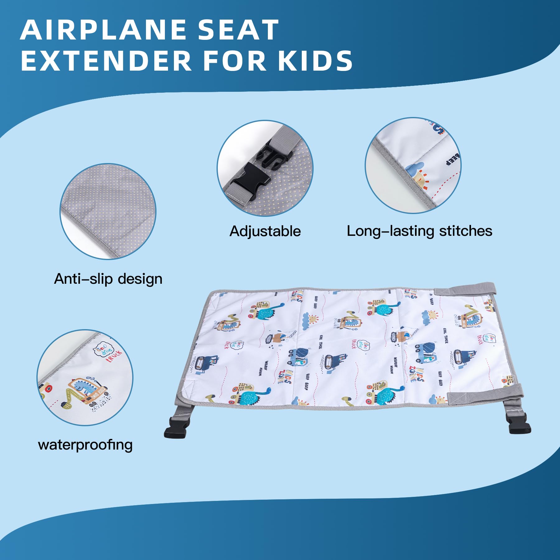 2025 New Airplane Seat Extender for Kids & Toddlers - Portable Airplane Travel Bed with Soft Blanket & Footrest - Baby Flight Essentials for Comfortable Travel (White) - Perfect for Long Flights & Overnight Trips with Infants